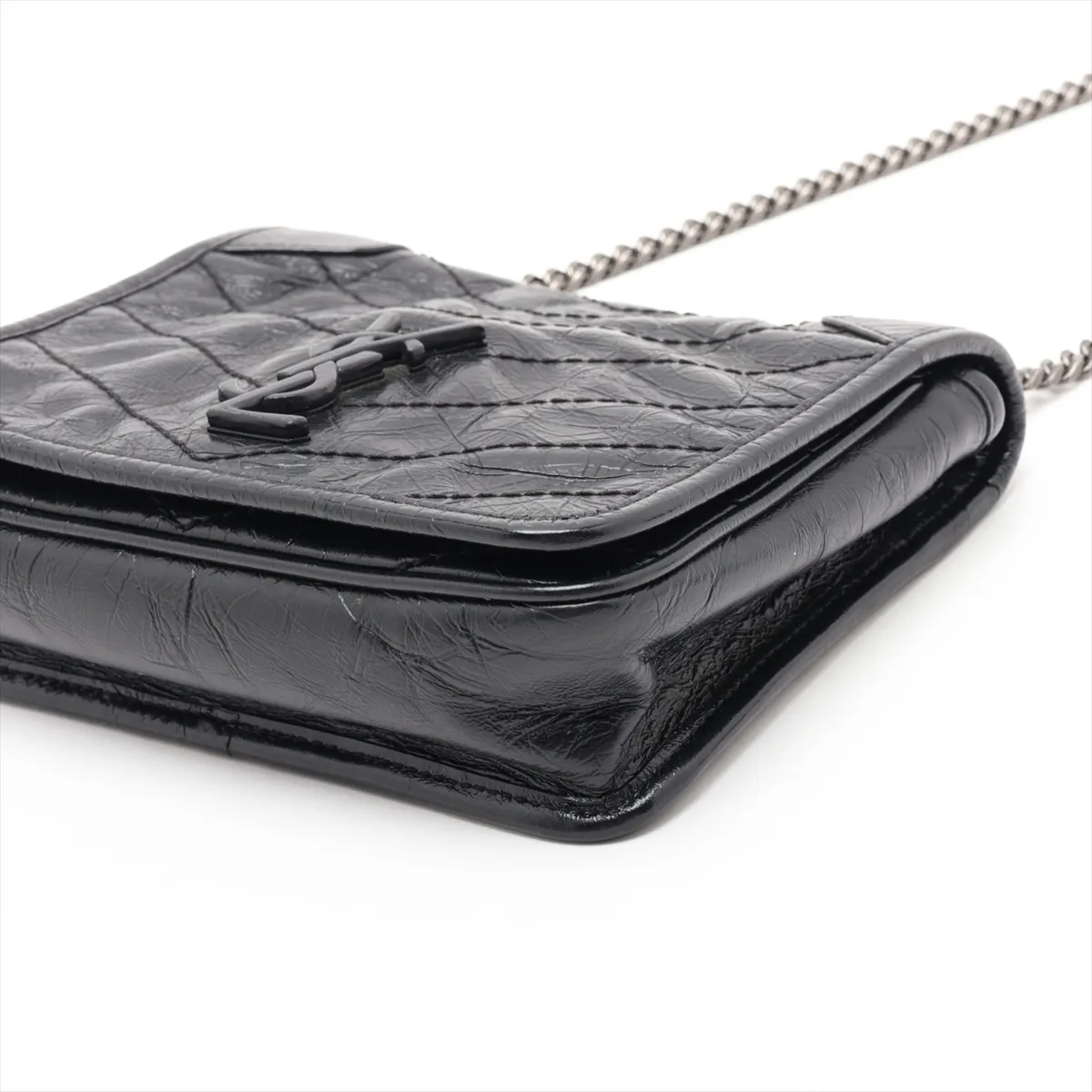Niki Leather Chain Shoulder Bag, Black, 583103 — view 3