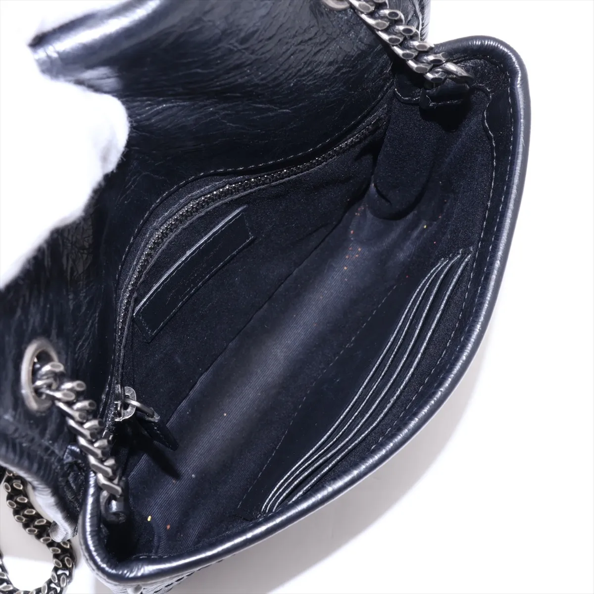 Niki Leather Chain Shoulder Bag, Black, 583103 — view 6