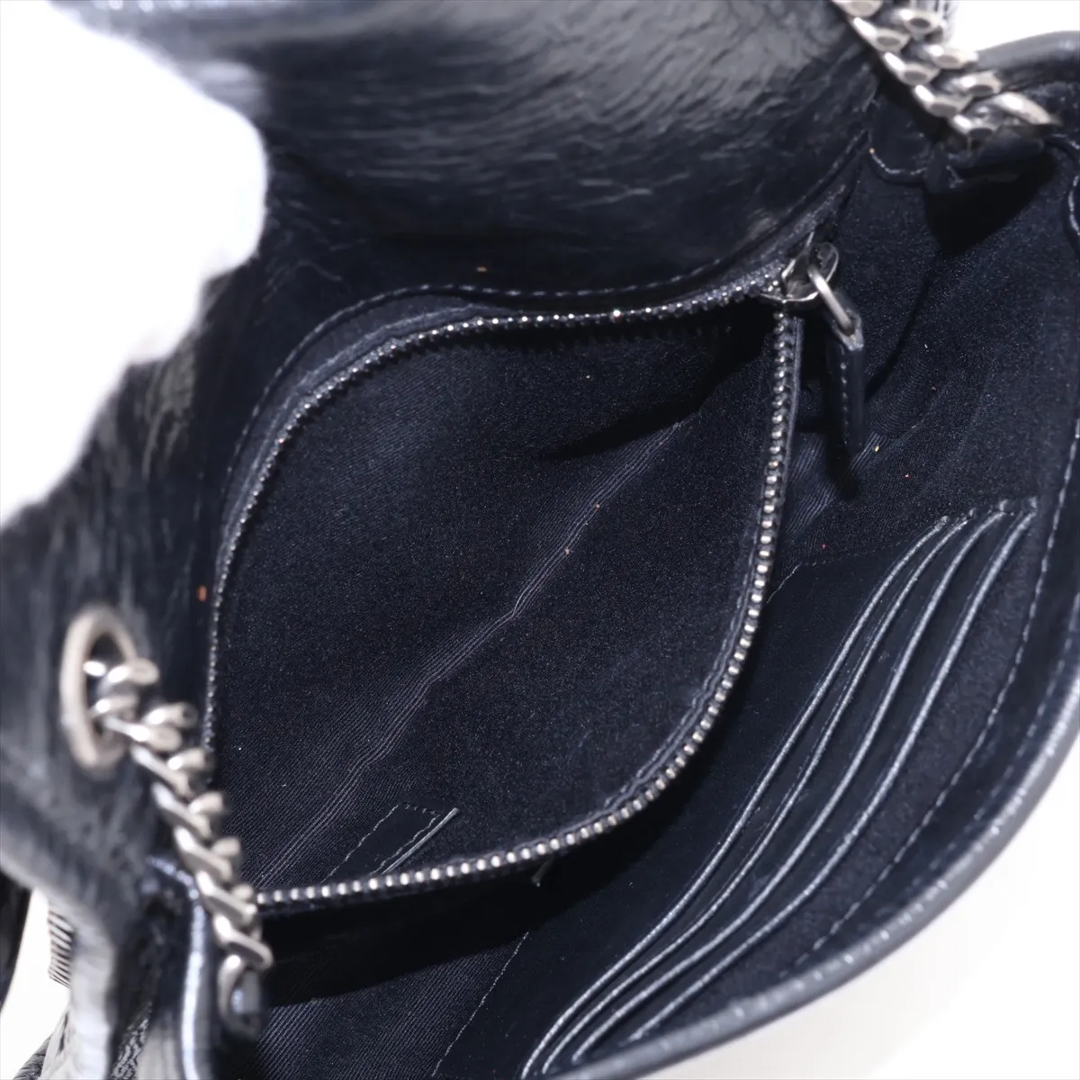 Niki Leather Chain Shoulder Bag, Black, 583103 — view 7