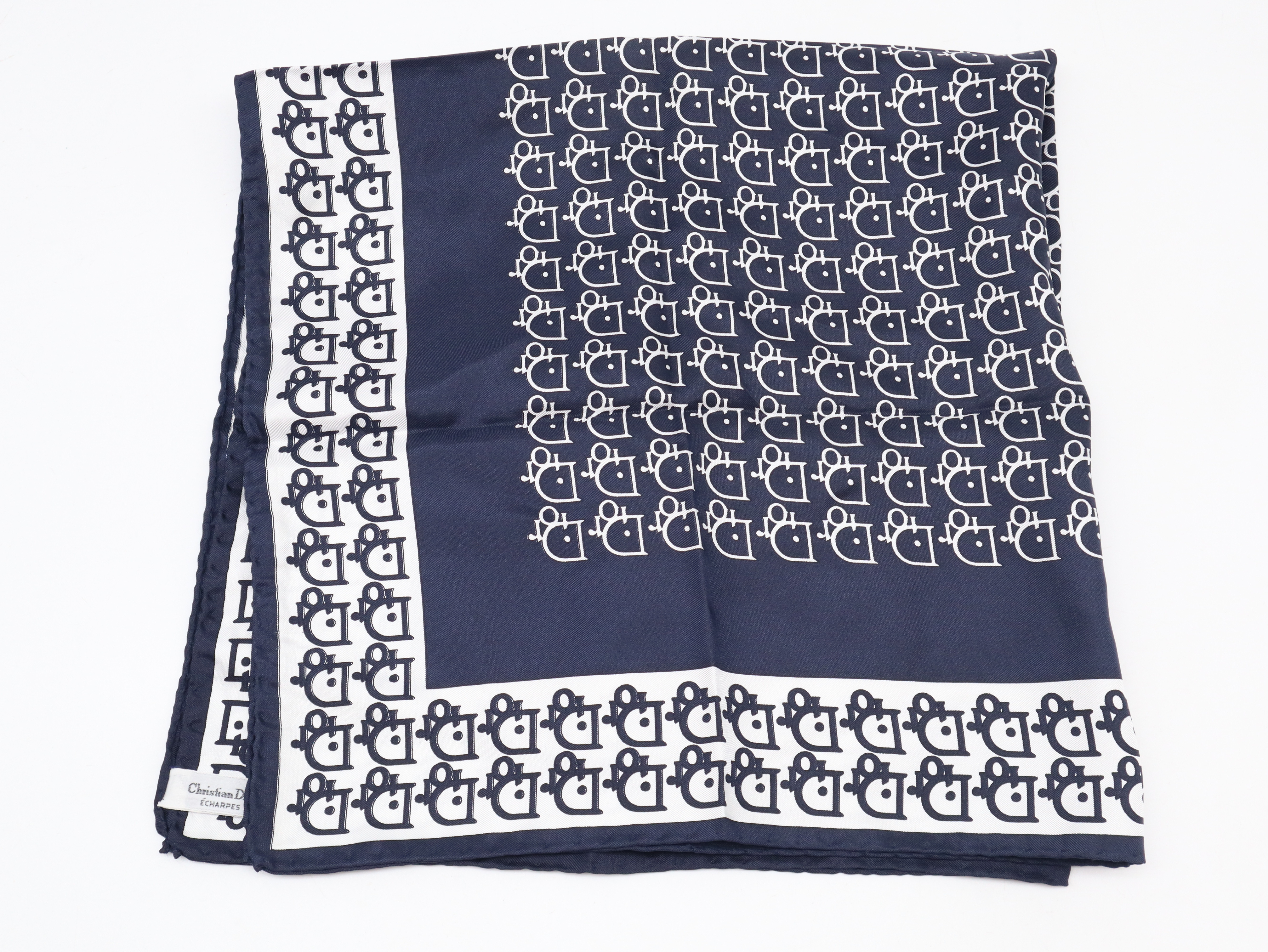 Trotter Silk Scarf, Navy, Other Accessories — view 2