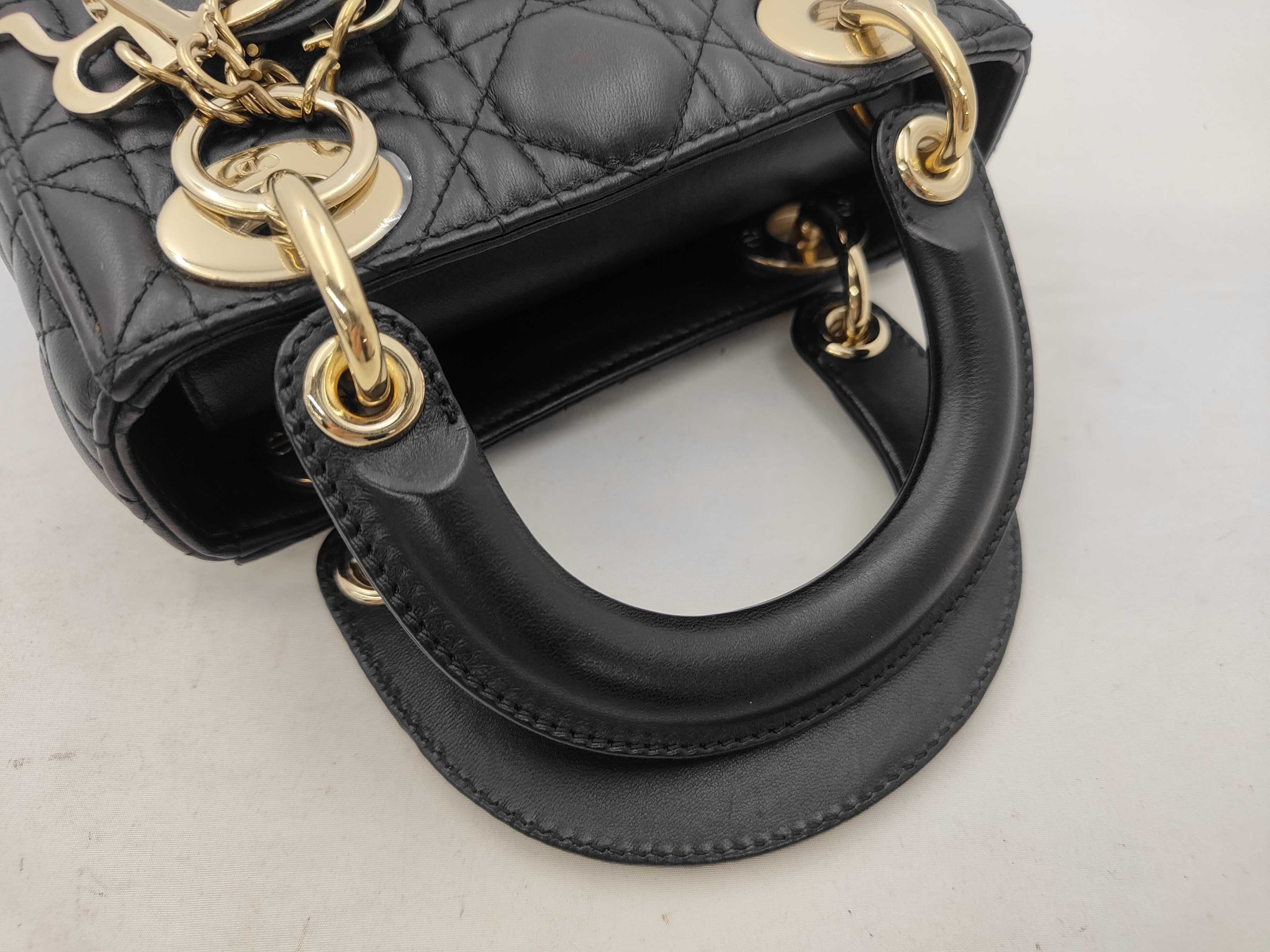 Lady Dior Mini 2-Way Handbag, Black, with dust bag and box. — view 3