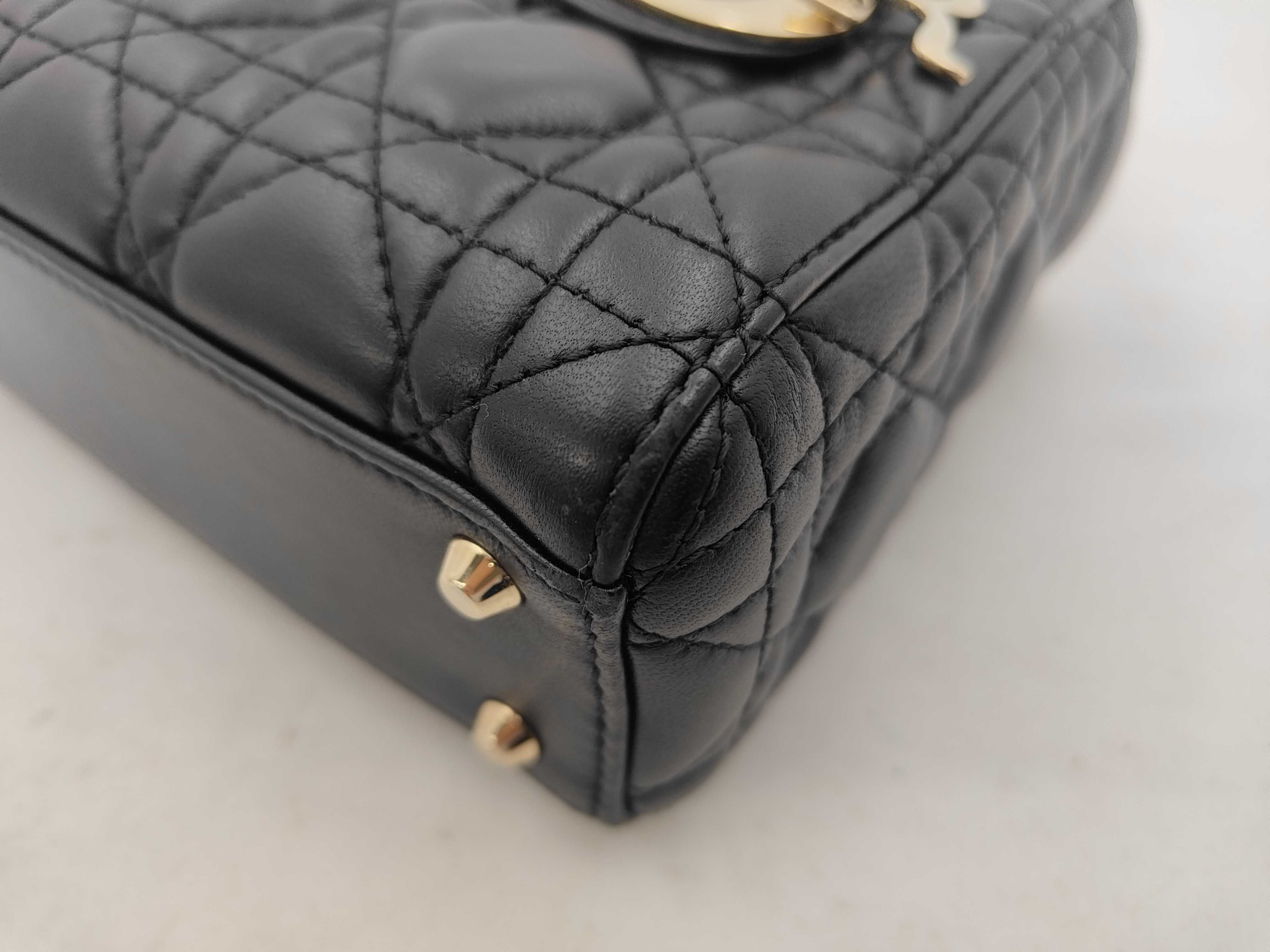 Lady Dior Mini 2-Way Handbag, Black, with dust bag and box. — view 5