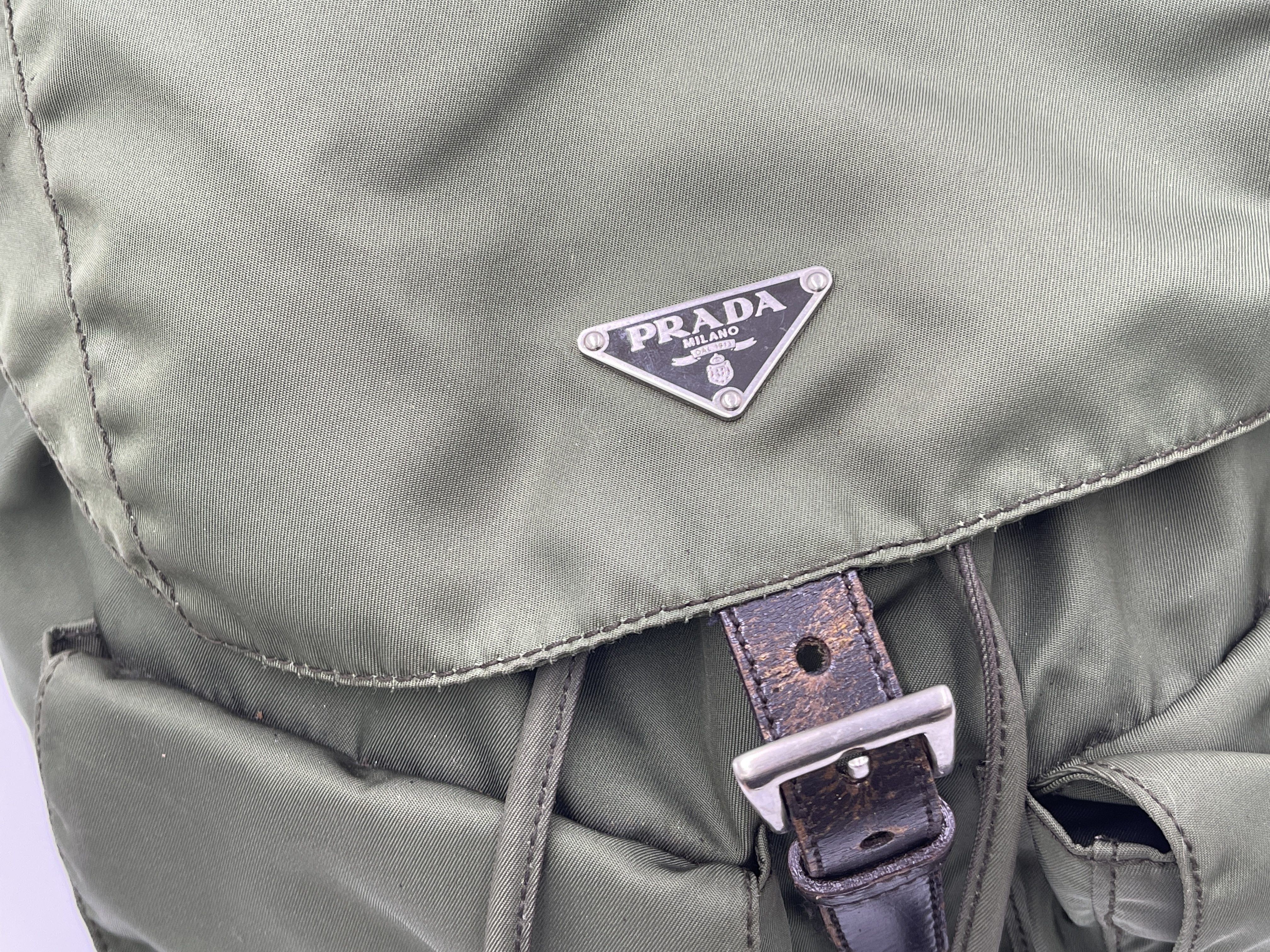 Nylon Backpack, Khaki — view 6