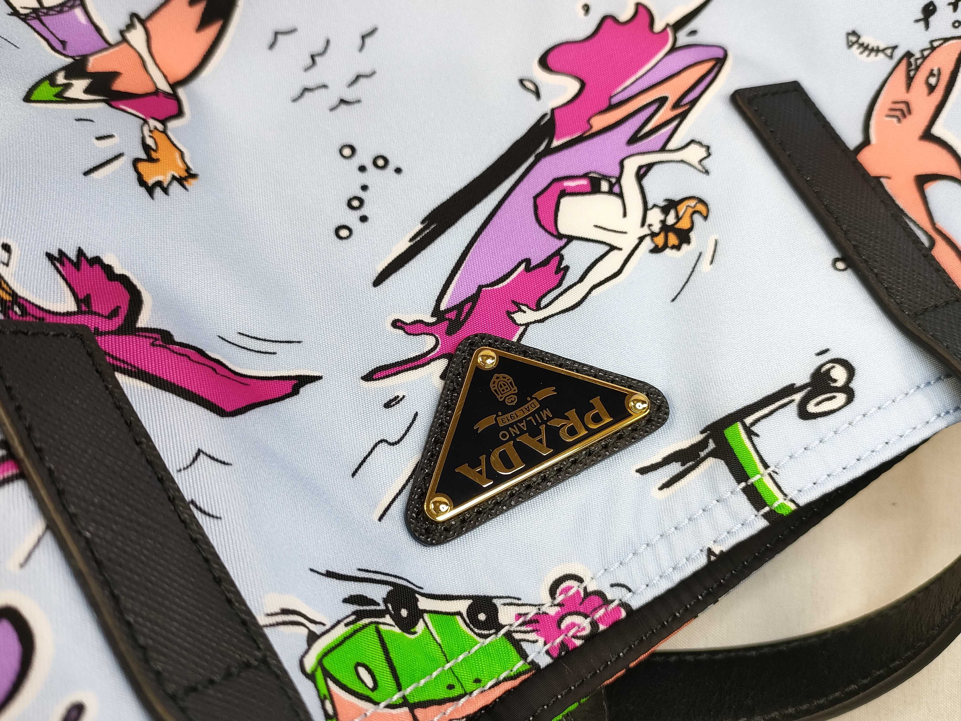 Nylon Prada Tessuto Tote Surf Print 1BG827 Tote Bag — view 12