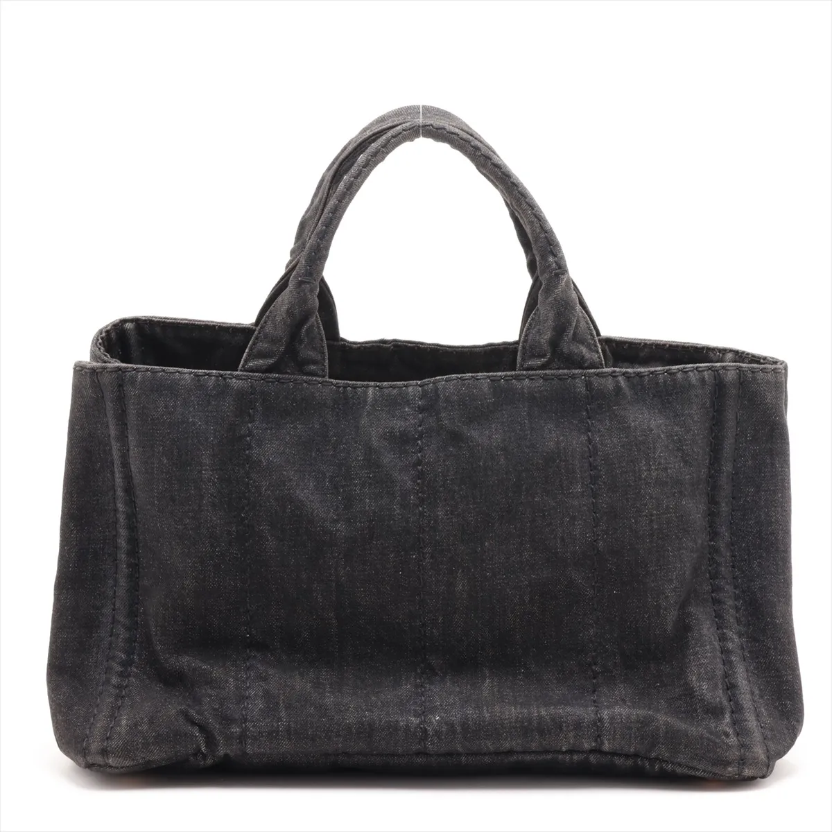 Canapa Denim x Leather 2-Way Handbag, Black — view 2