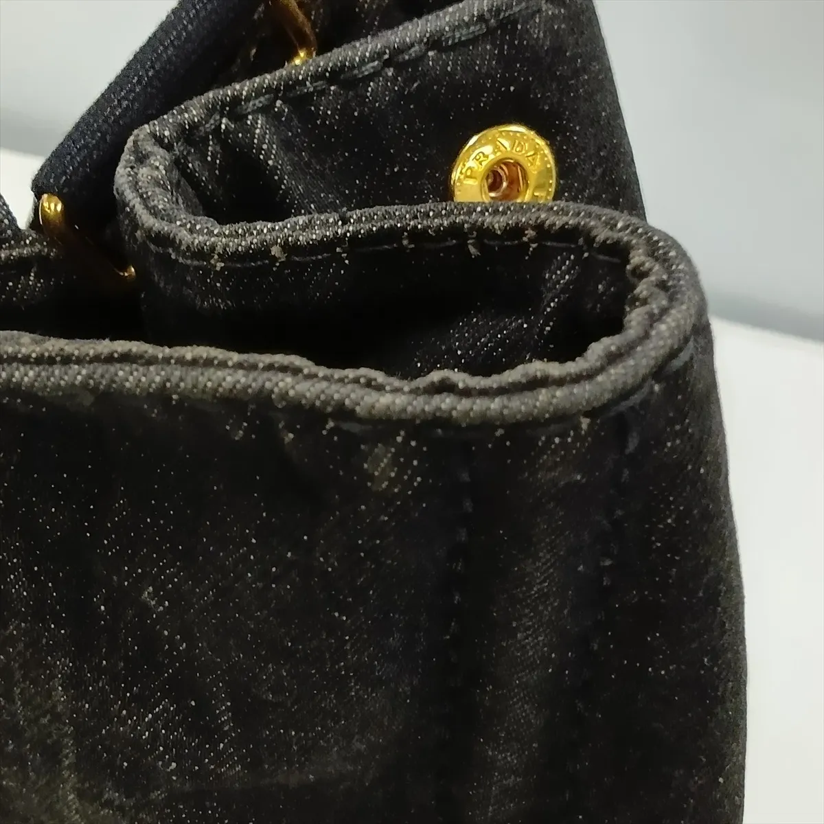 Canapa Denim x Leather 2-Way Handbag, Black — view 12