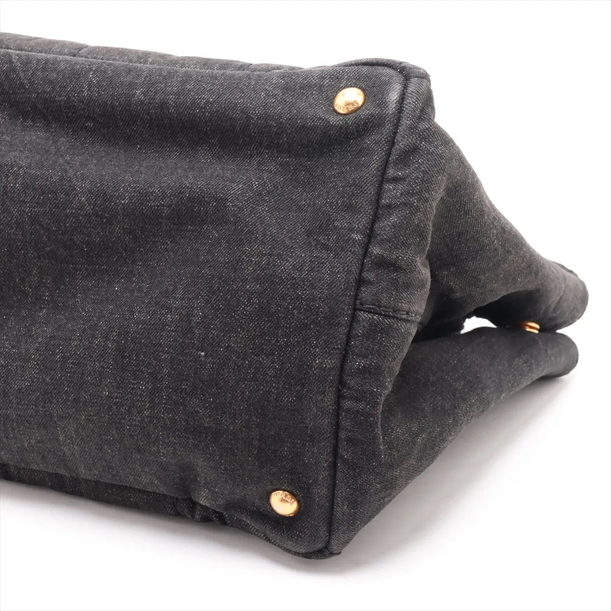 Canapa Denim x Leather 2-Way Handbag, Black — view 3