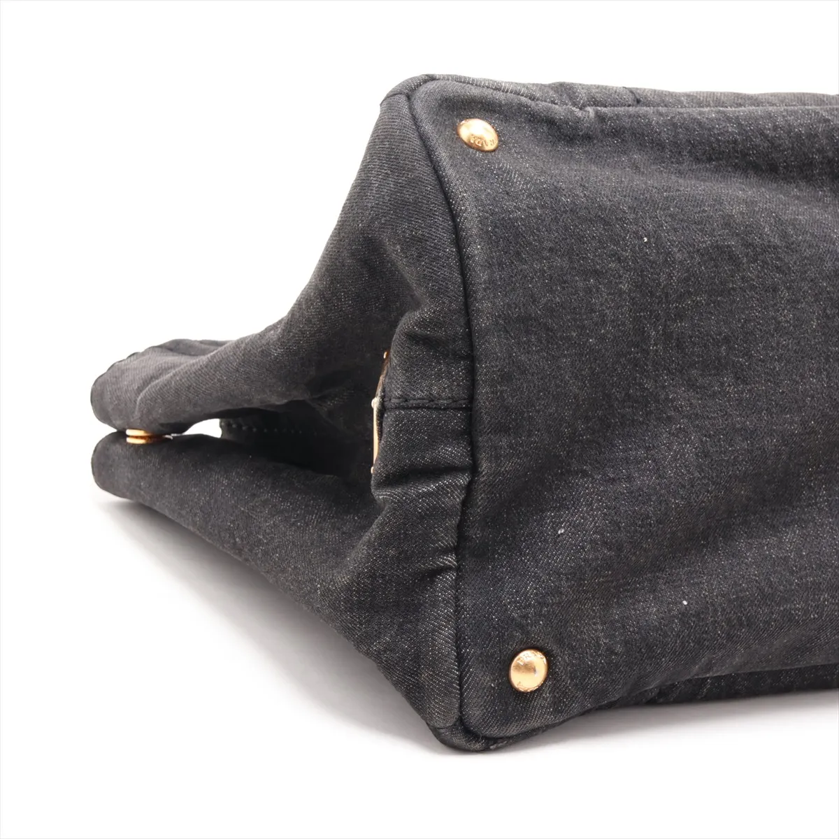 Canapa Denim x Leather 2-Way Handbag, Black — view 4