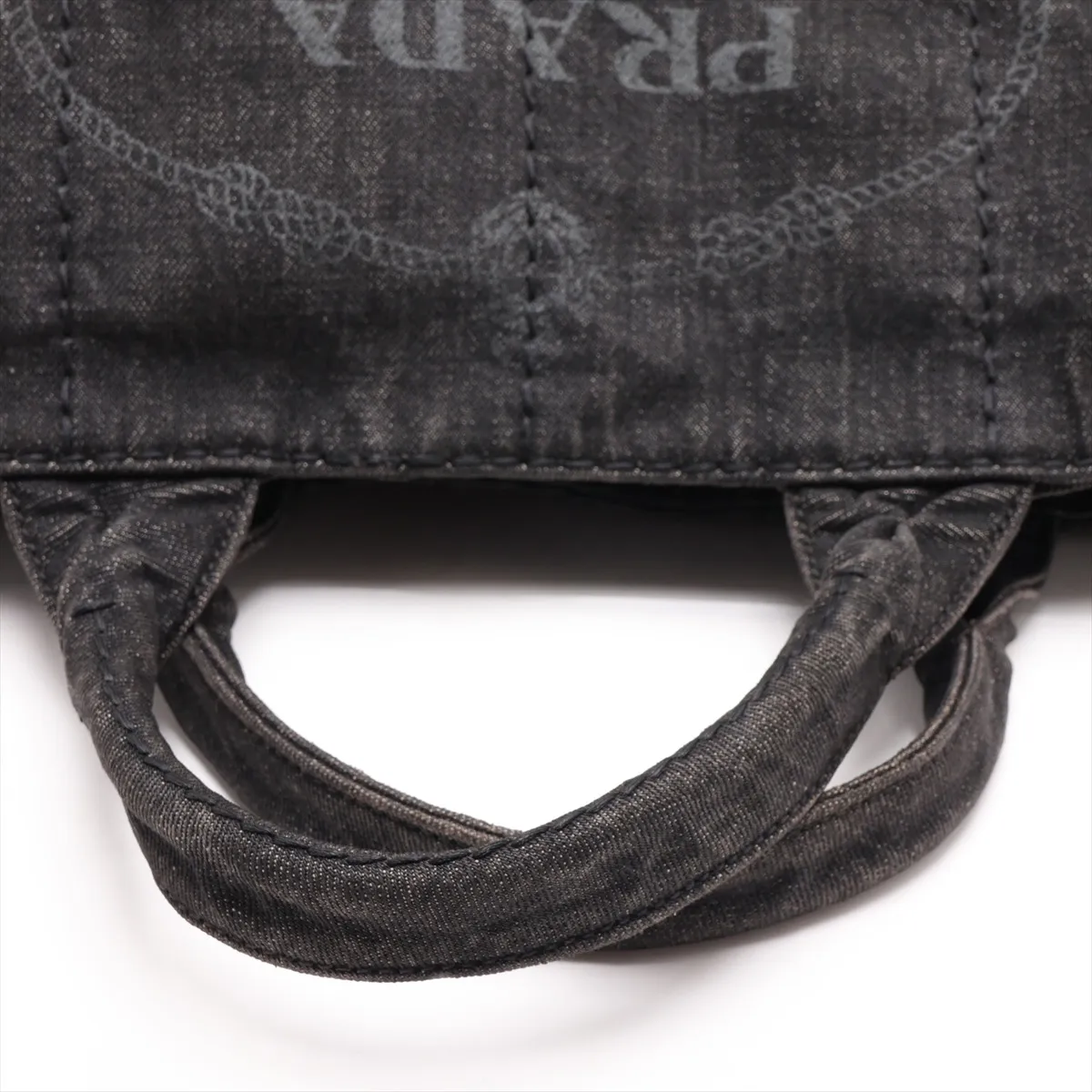 Canapa Denim x Leather 2-Way Handbag, Black — view 5