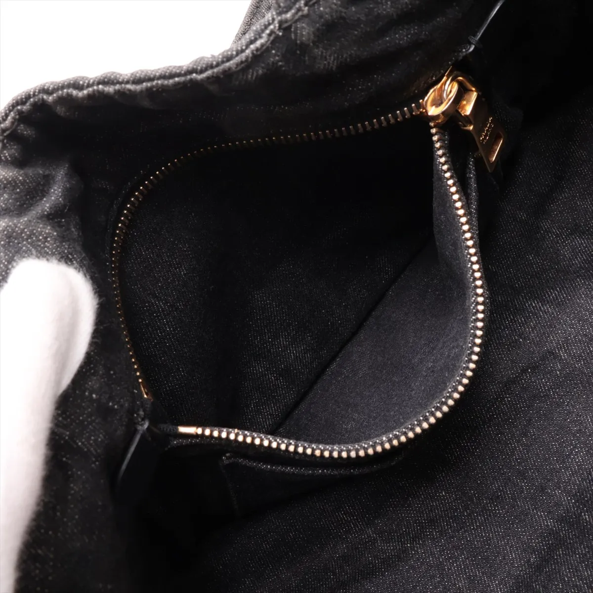Canapa Denim x Leather 2-Way Handbag, Black — view 9