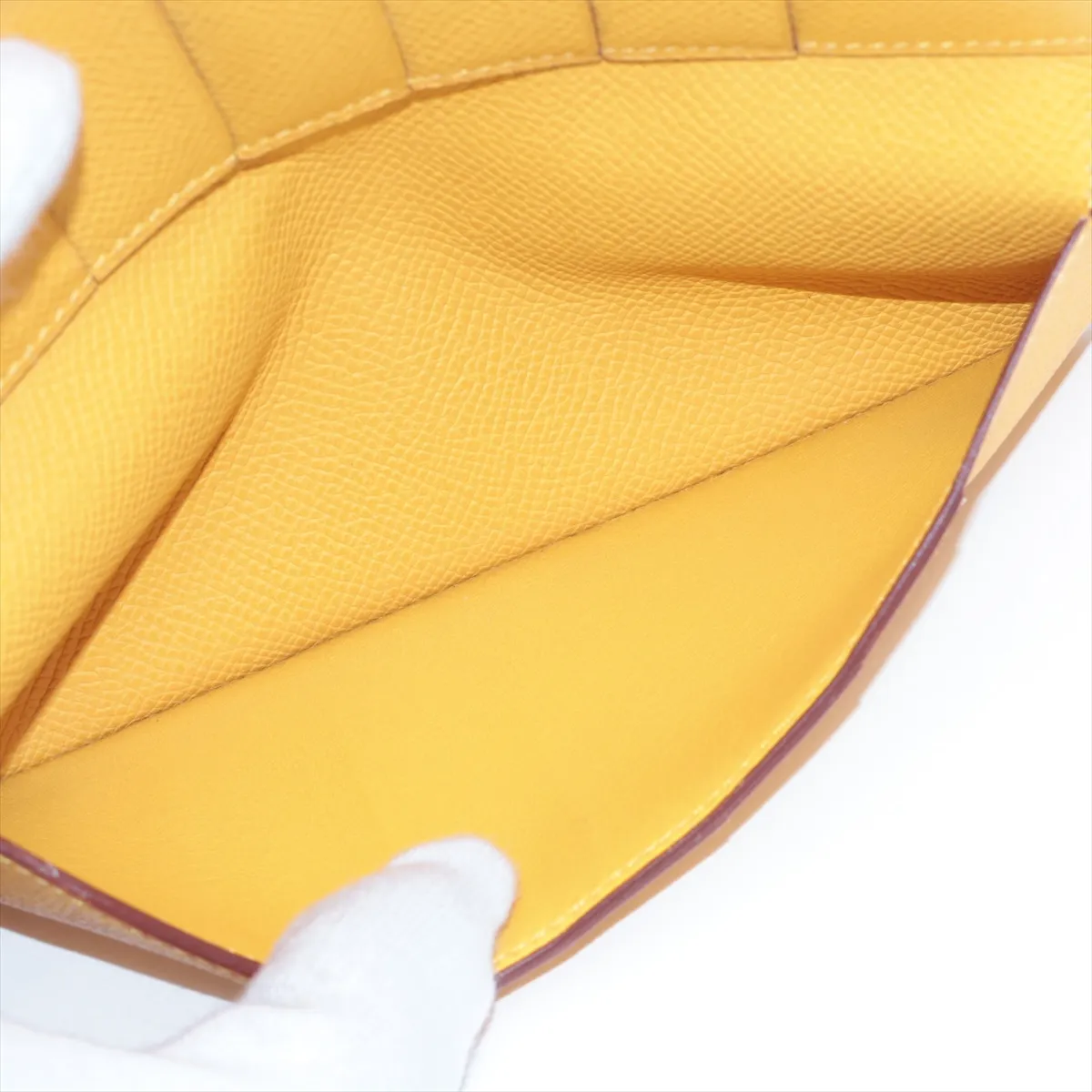 Bearn Dupli Veau Epsom Long Wallet, Yellow, Silver Hardware, M: 2009 — view 5