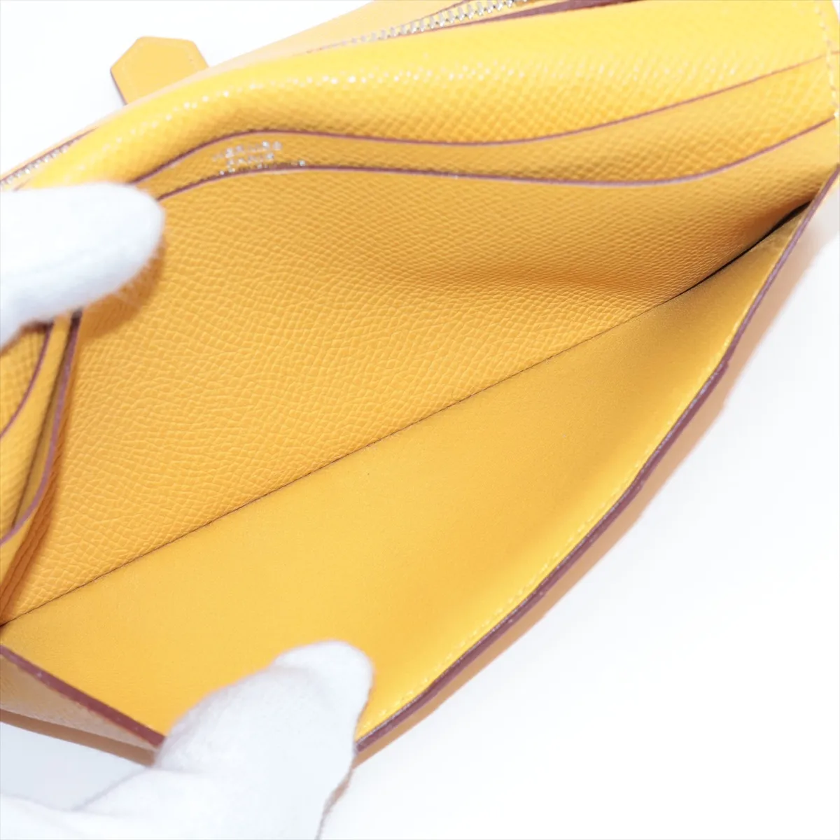Bearn Dupli Veau Epsom Long Wallet, Yellow, Silver Hardware, M: 2009 — view 6