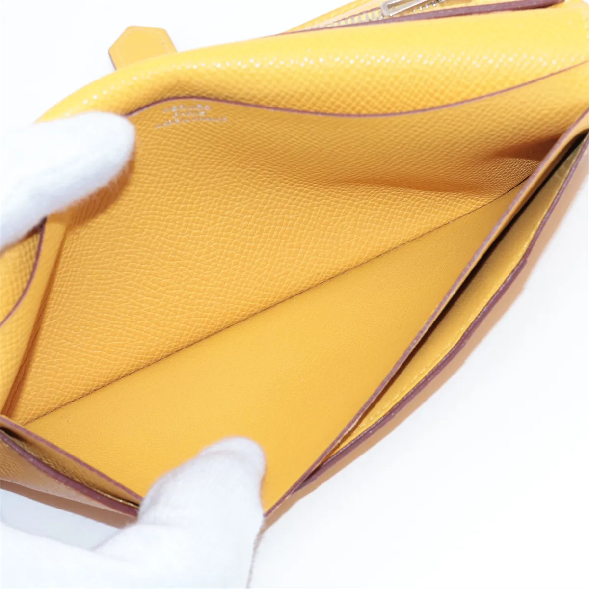 Bearn Dupli Veau Epsom Long Wallet, Yellow, Silver Hardware, M: 2009 — view 7
