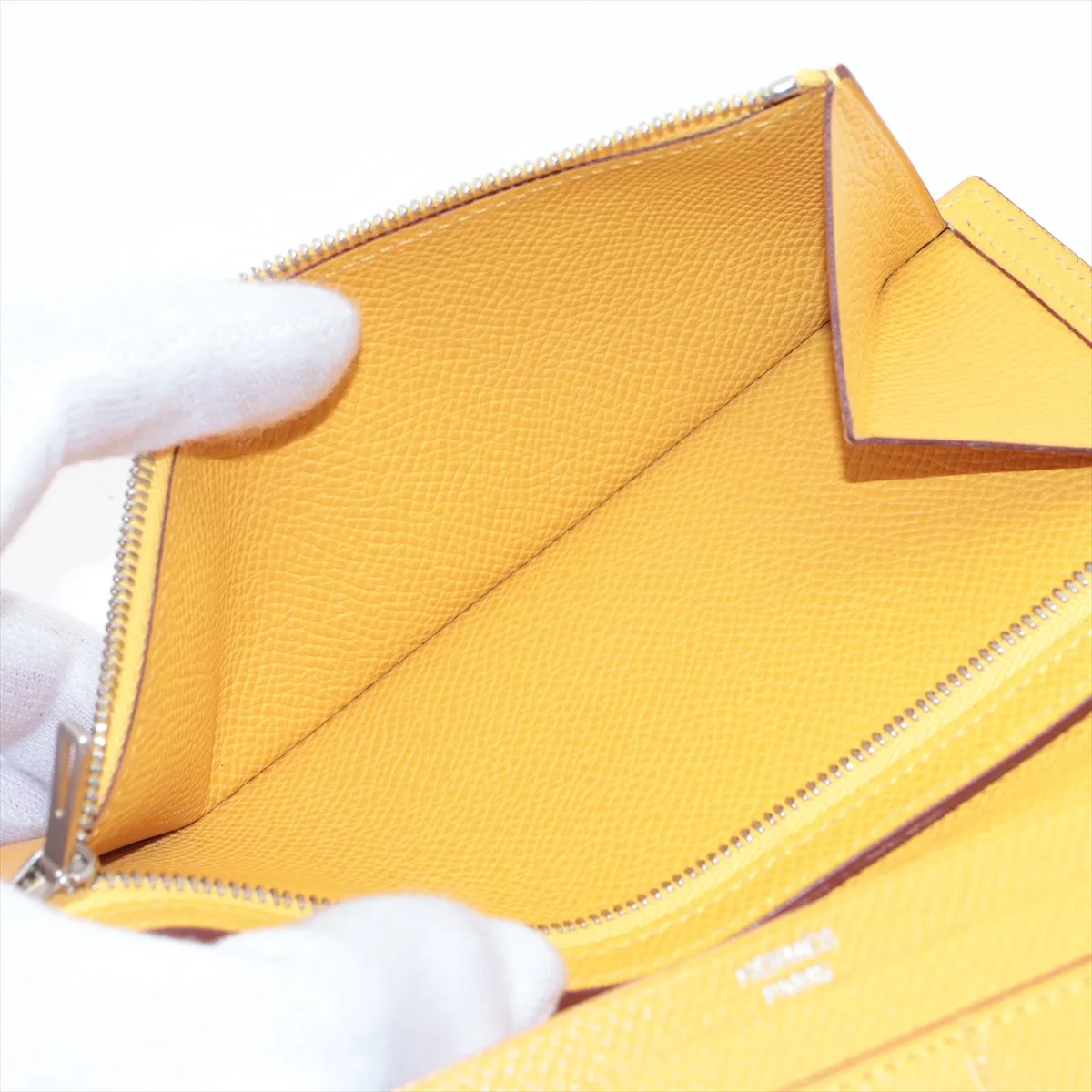 Bearn Dupli Veau Epsom Long Wallet, Yellow, Silver Hardware, M: 2009 — view 9