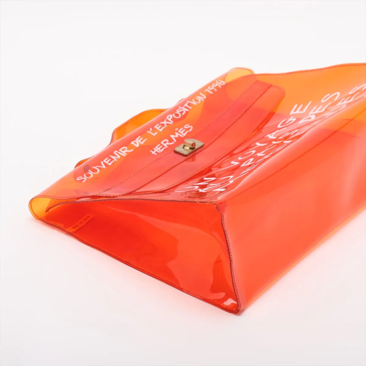 Vinyl Kelly bag, orange vinyl, gold hardware — view 4