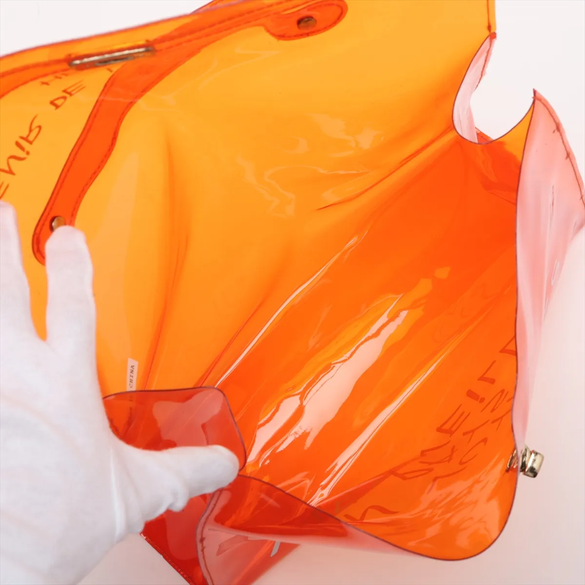 Vinyl Kelly bag, orange vinyl, gold hardware — view 7
