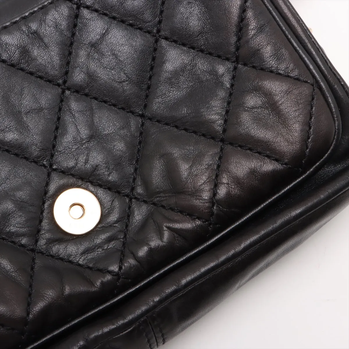 Matelasse Lambskin Chain Shoulder Bag Black Gold Hardware 11082063 11th Series — view 12