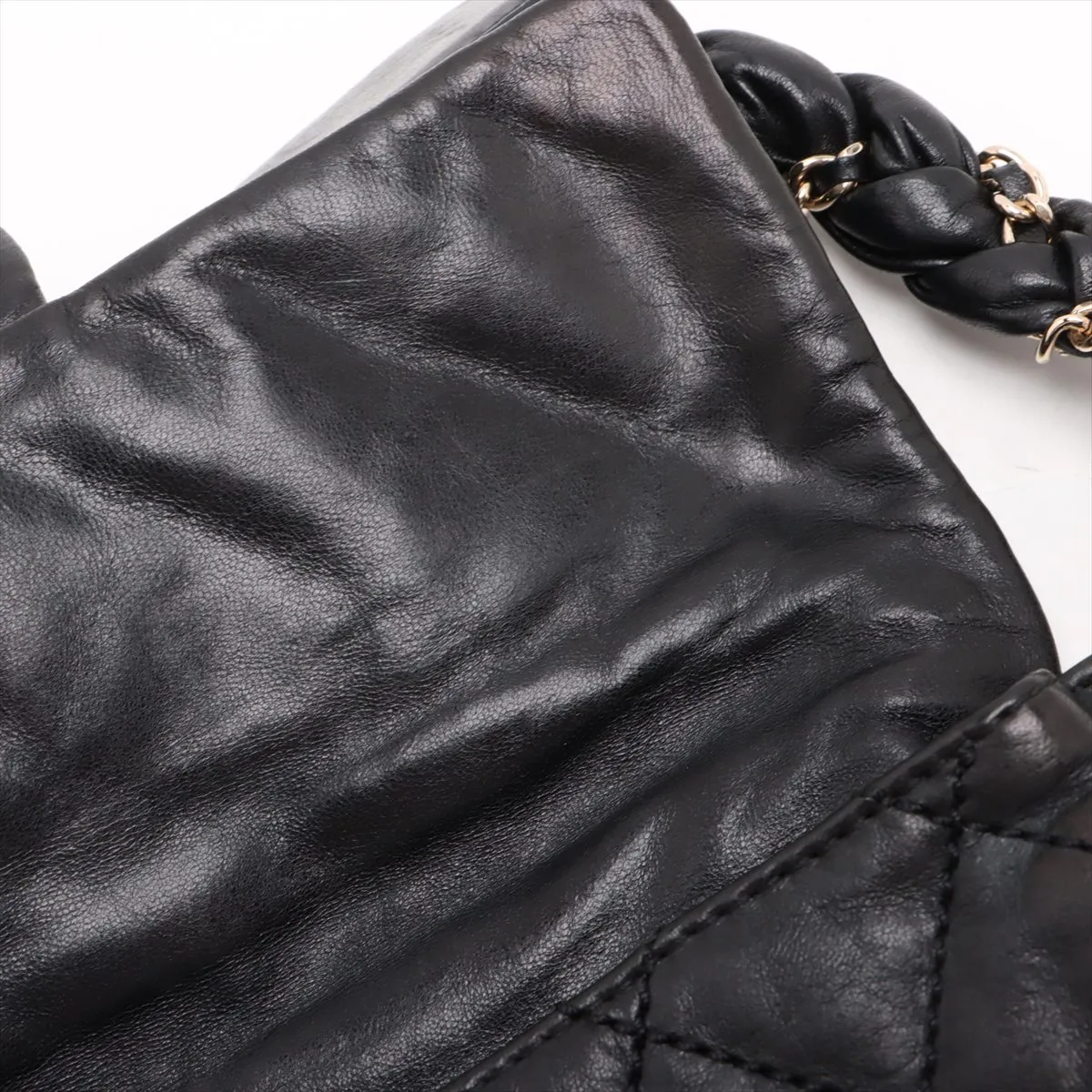 Matelasse Lambskin Chain Shoulder Bag Black Gold Hardware 11082063 11th Series — view 14