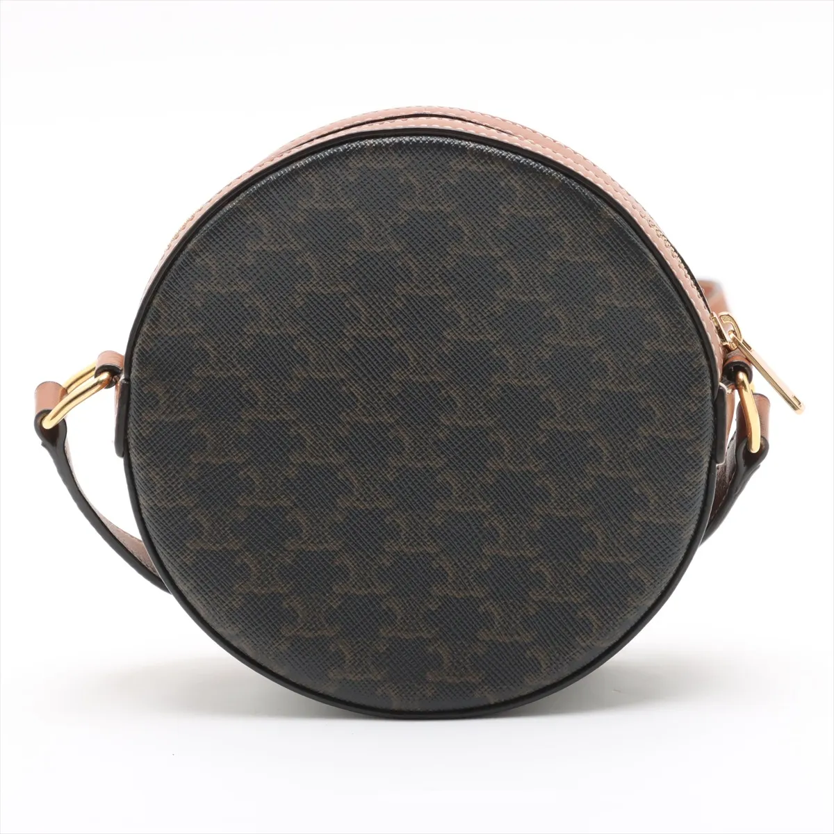 Triomphe Round Purse PVC x Leather Shoulder Bag Brown — view 2