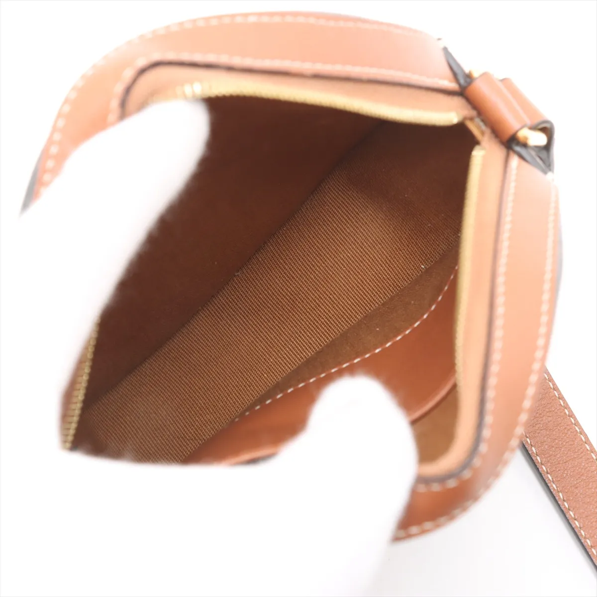 Triomphe Round Purse PVC x Leather Shoulder Bag Brown — view 6