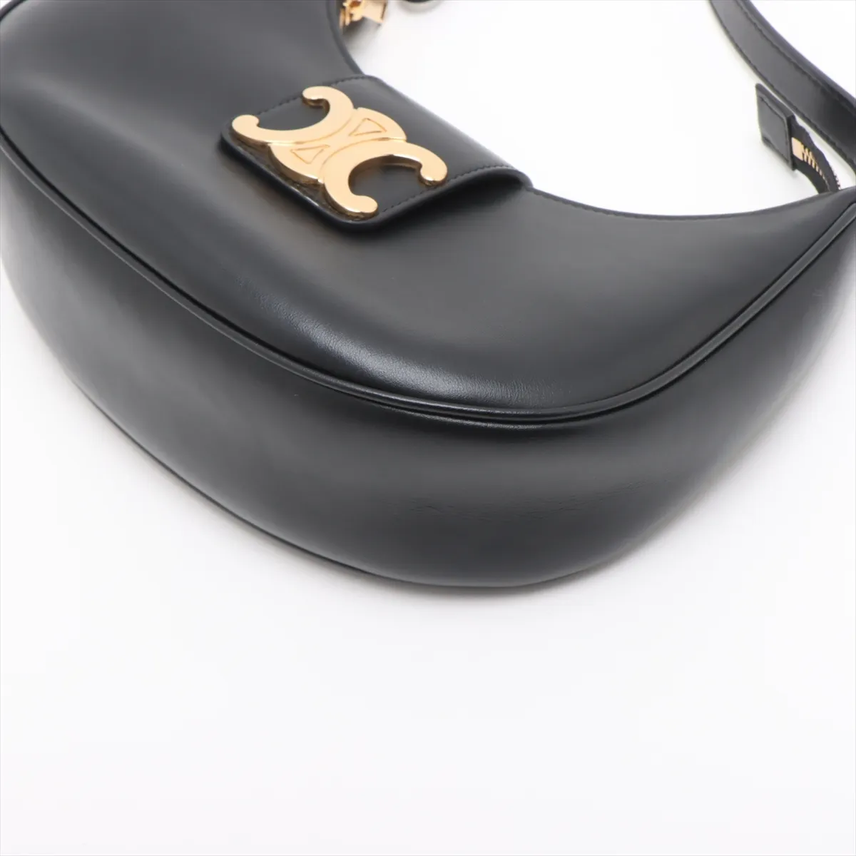 Triomphe Ava Leather Shoulder Bag, Black — view 3