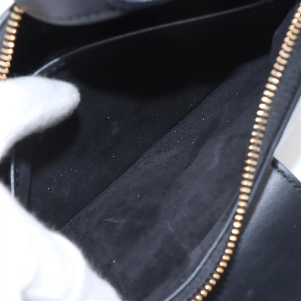 Triomphe Ava Leather Shoulder Bag, Black — view 7
