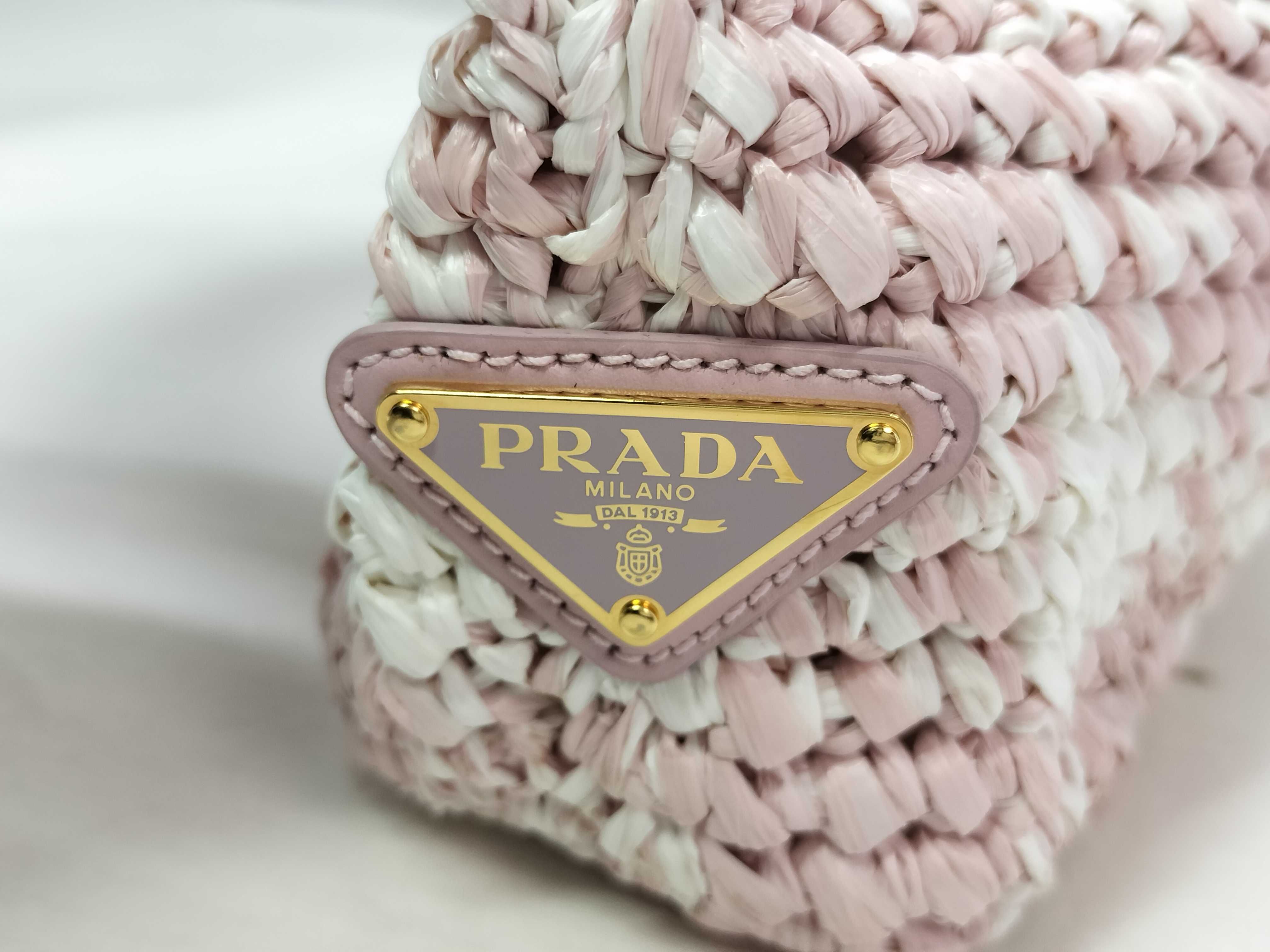 Raffia Handbag Pink x White Handbag — view 12