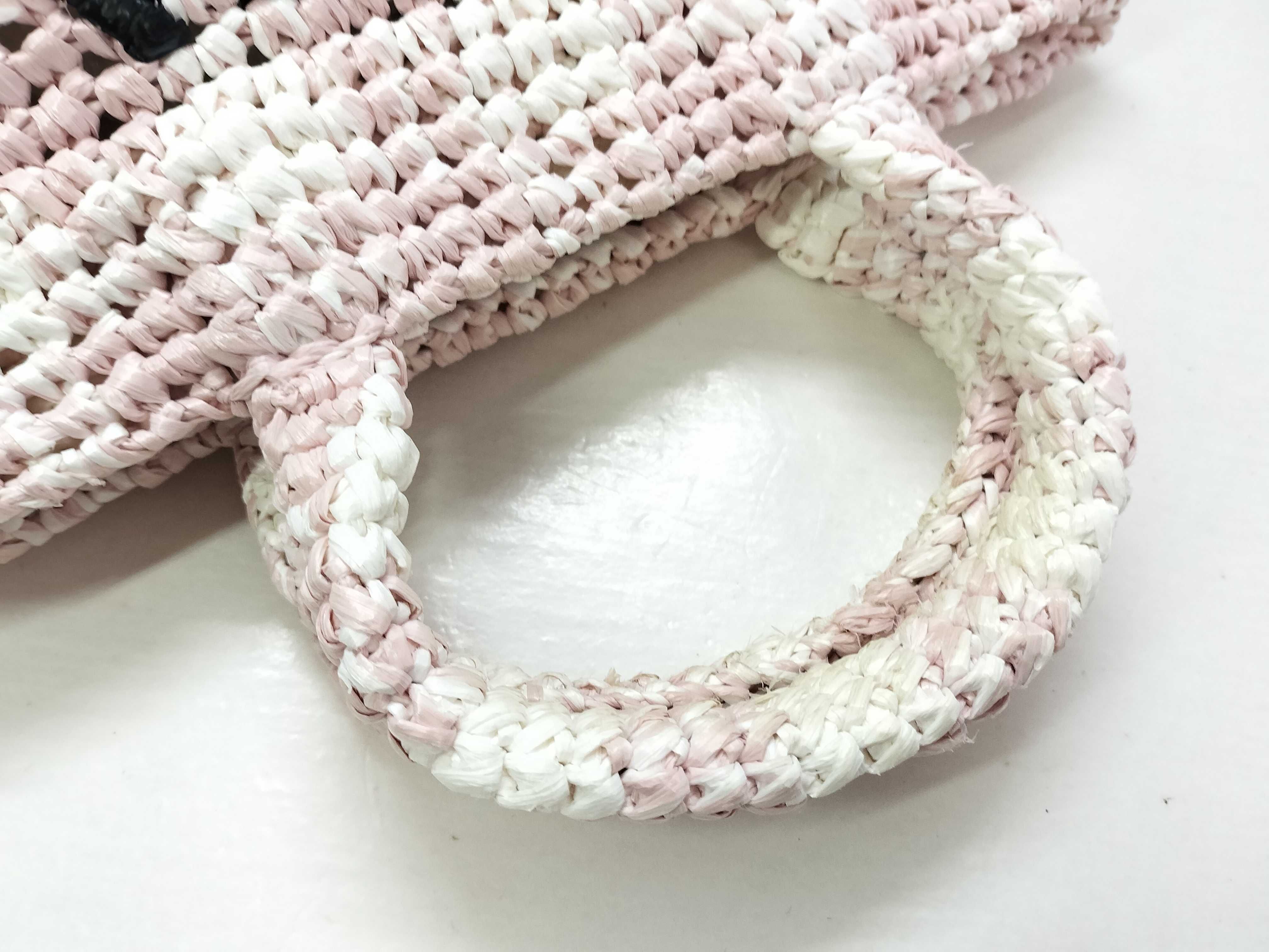 Raffia Handbag Pink x White Handbag — view 3