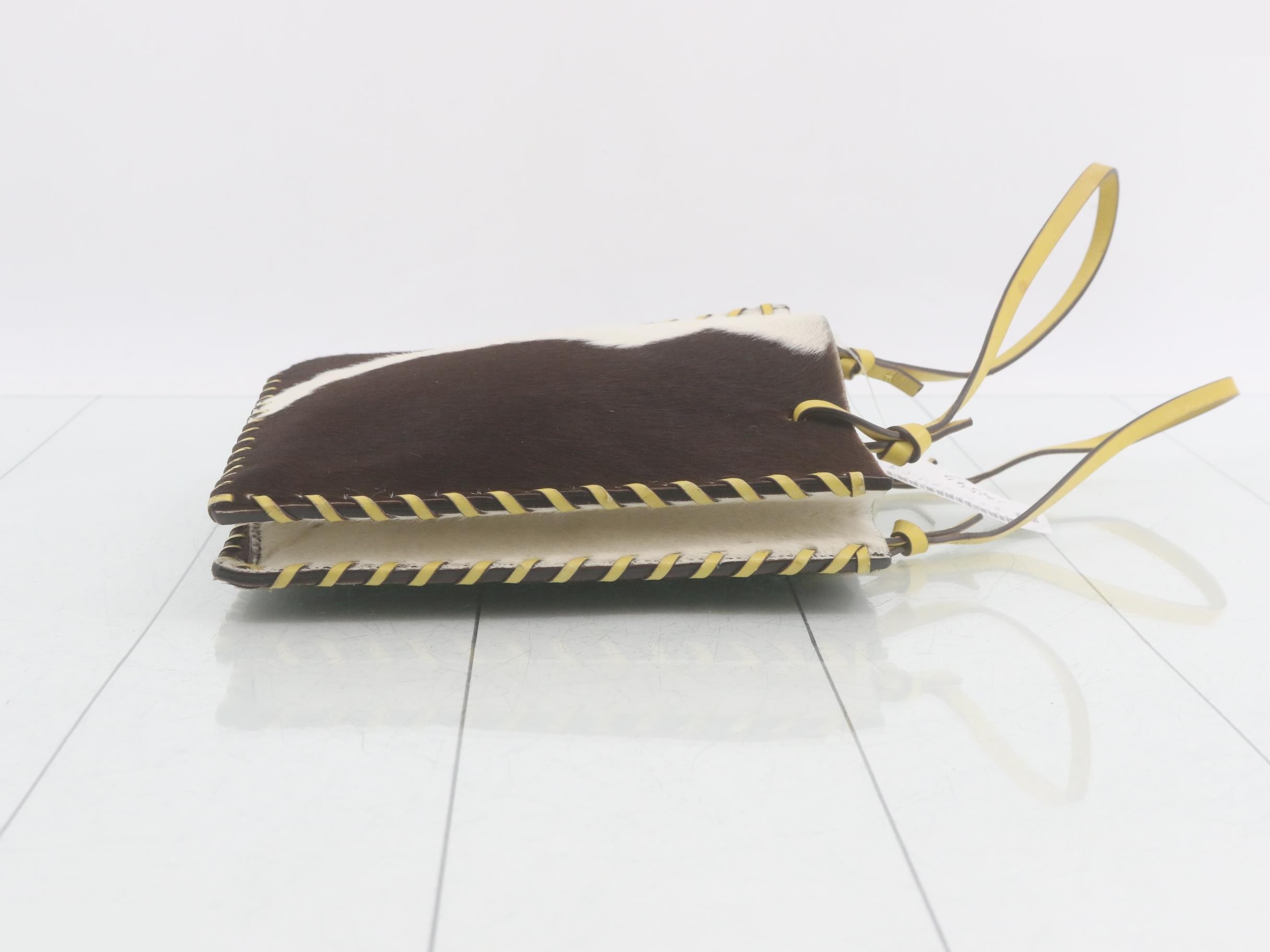 Archive Tote Bag, Calf Hair, White, Black, Yellow — view 3