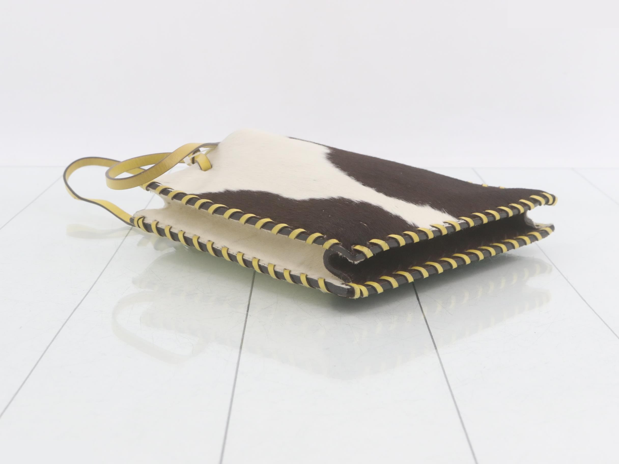 Archive Tote Bag, Calf Hair, White, Black, Yellow — view 5