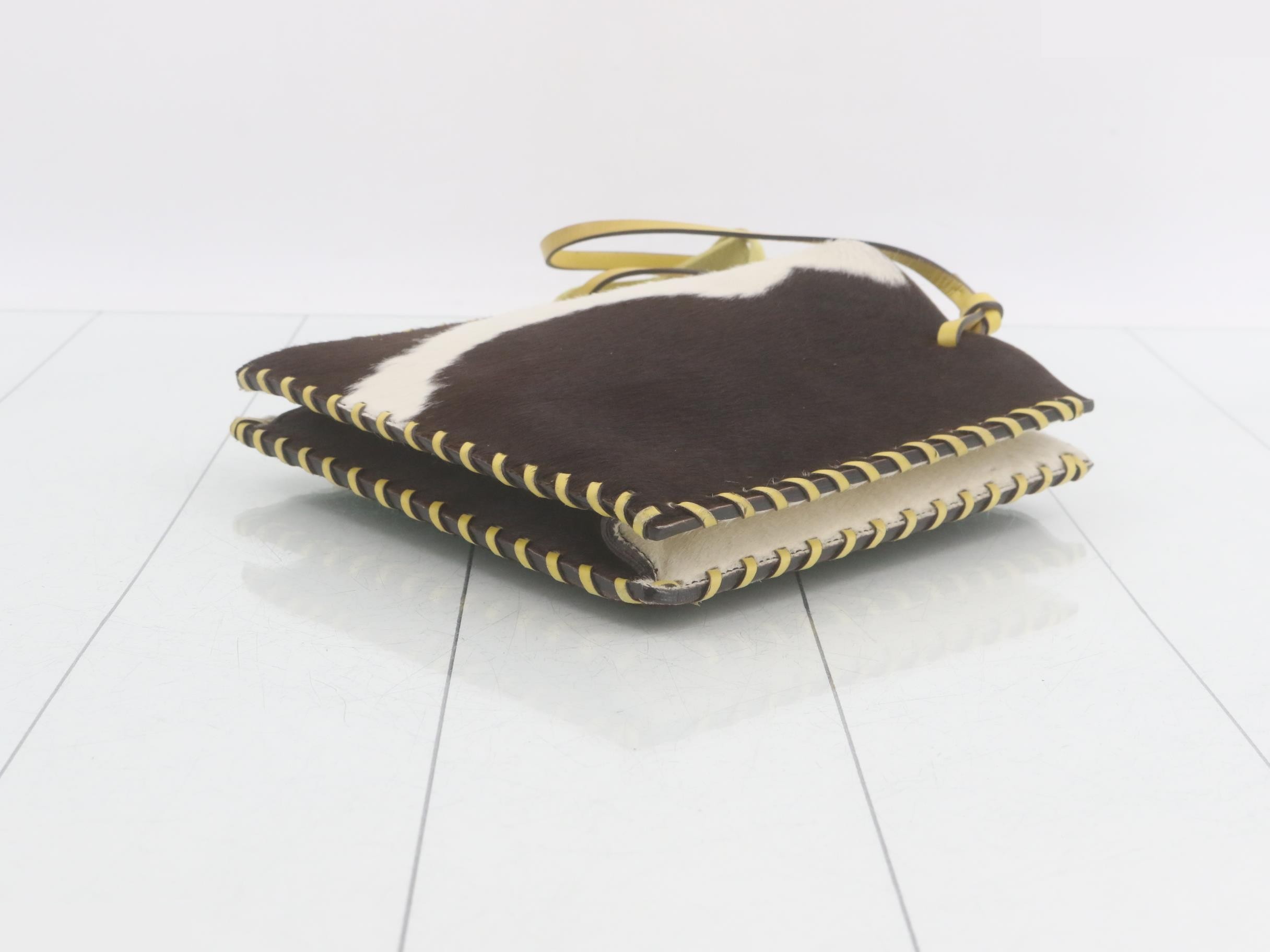 Archive Tote Bag, Calf Hair, White, Black, Yellow — view 6