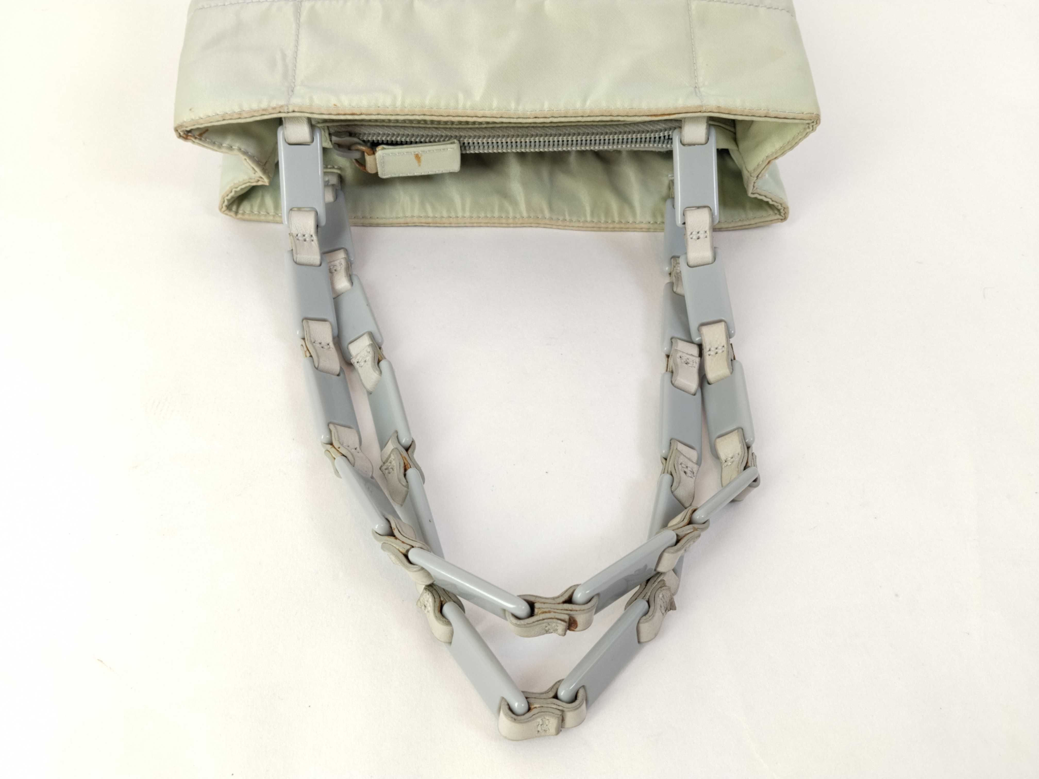 Nylon A. Prada Plastic Chain Bag Nylon Gray Handbag — view 3