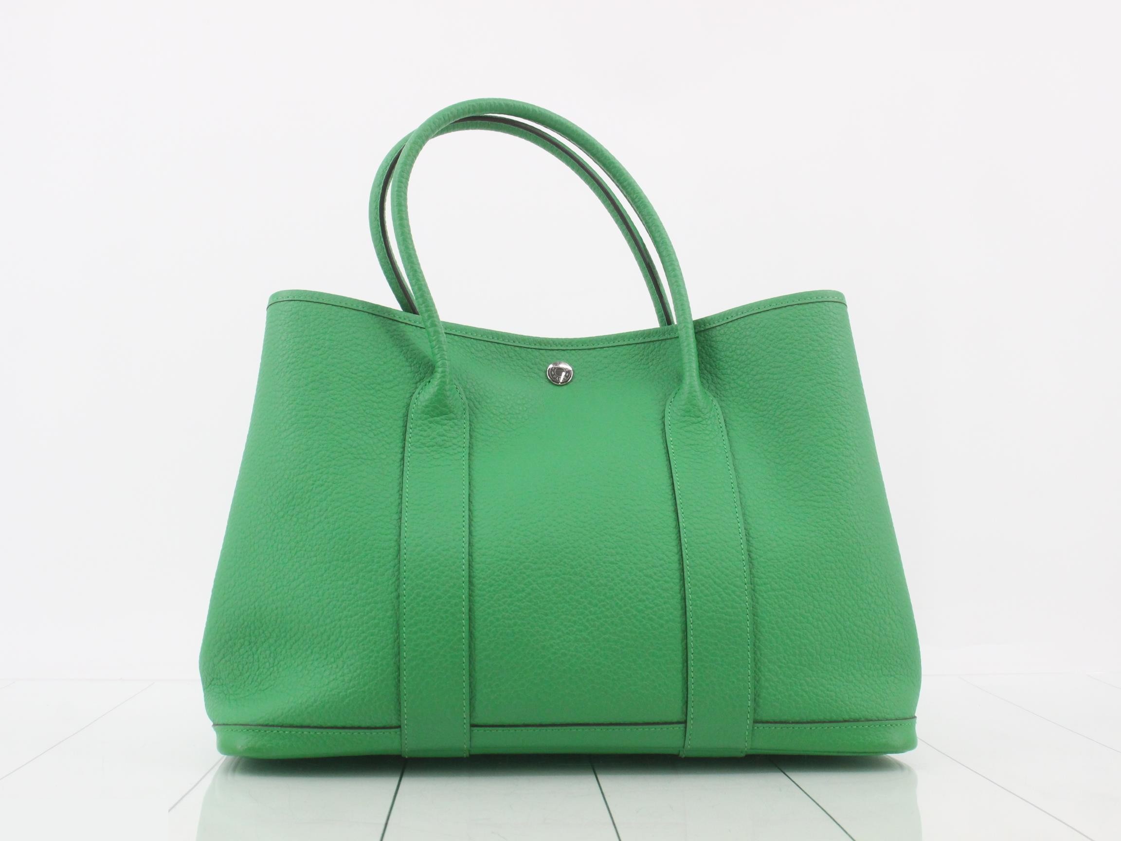 Garden Party PM Leather Tote Bag, X Stamp, Green