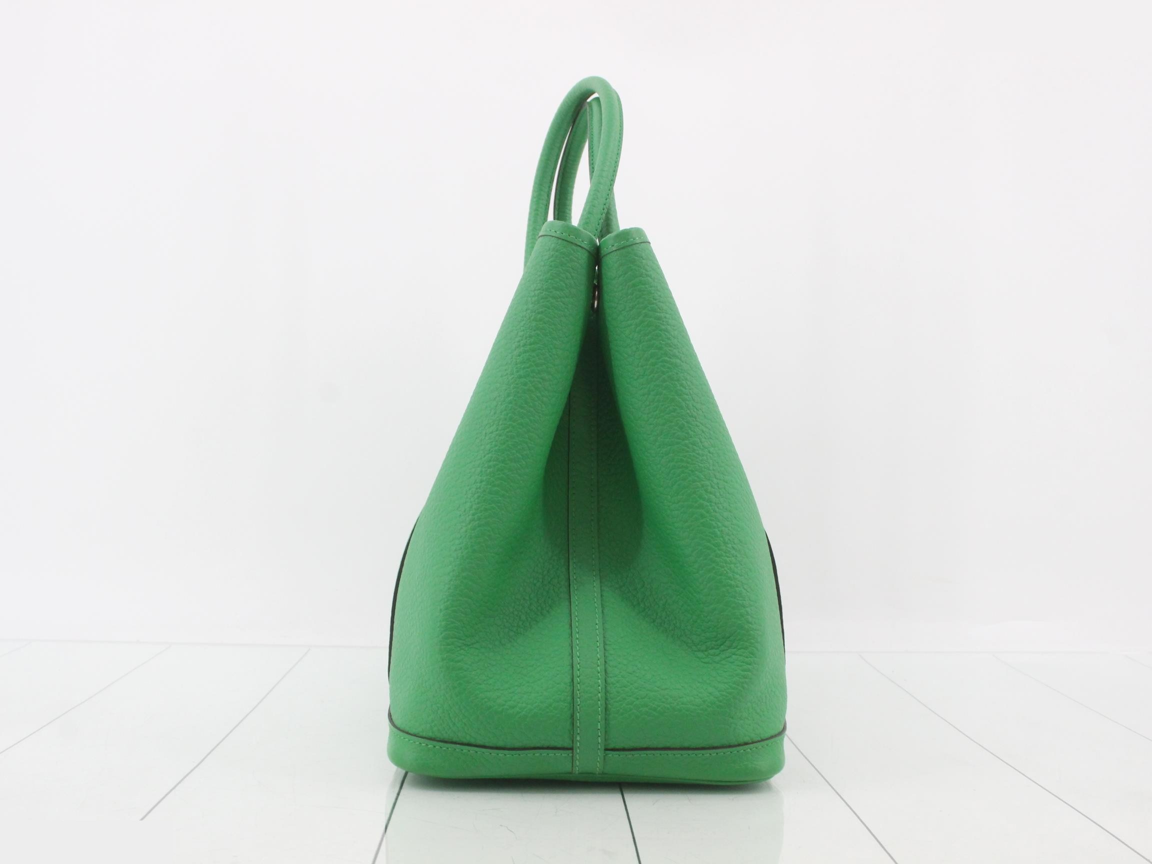 Garden Party PM Leather Tote Bag, X Stamp, Green — view 3