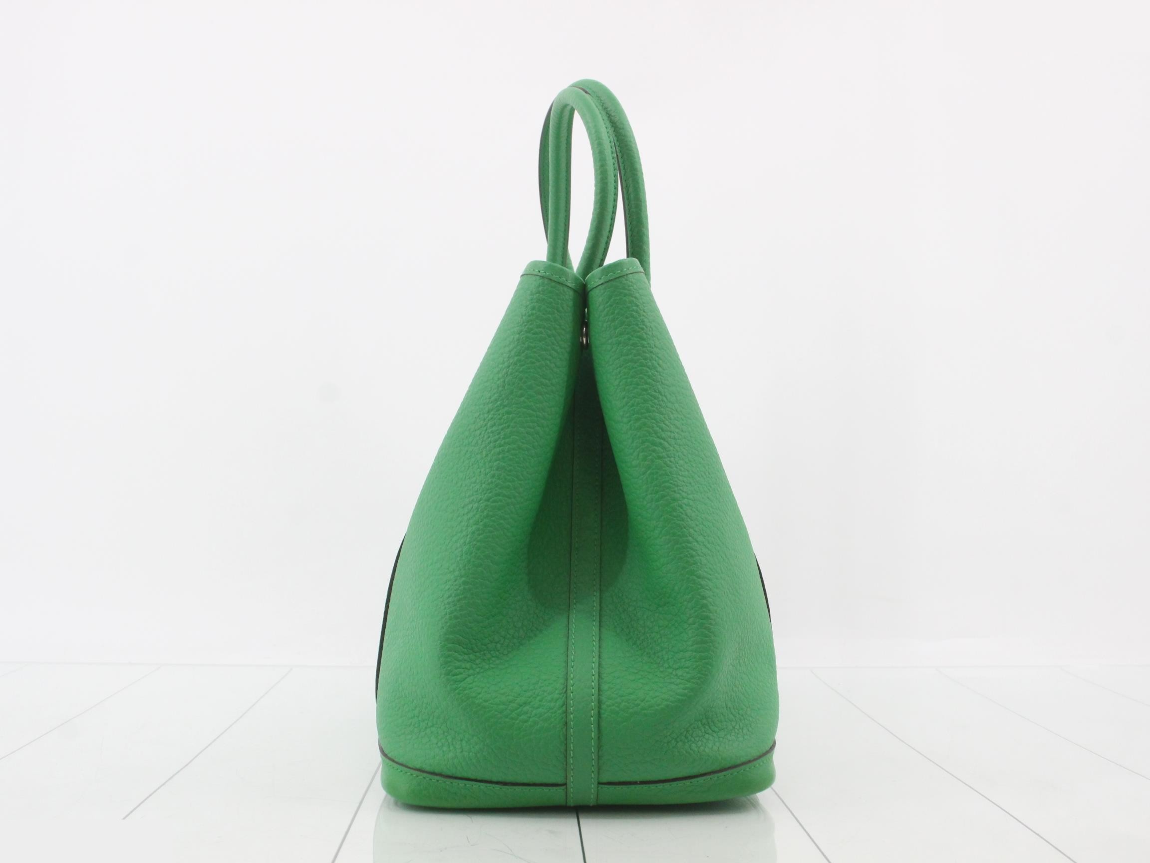 Garden Party PM Leather Tote Bag, X Stamp, Green — view 4
