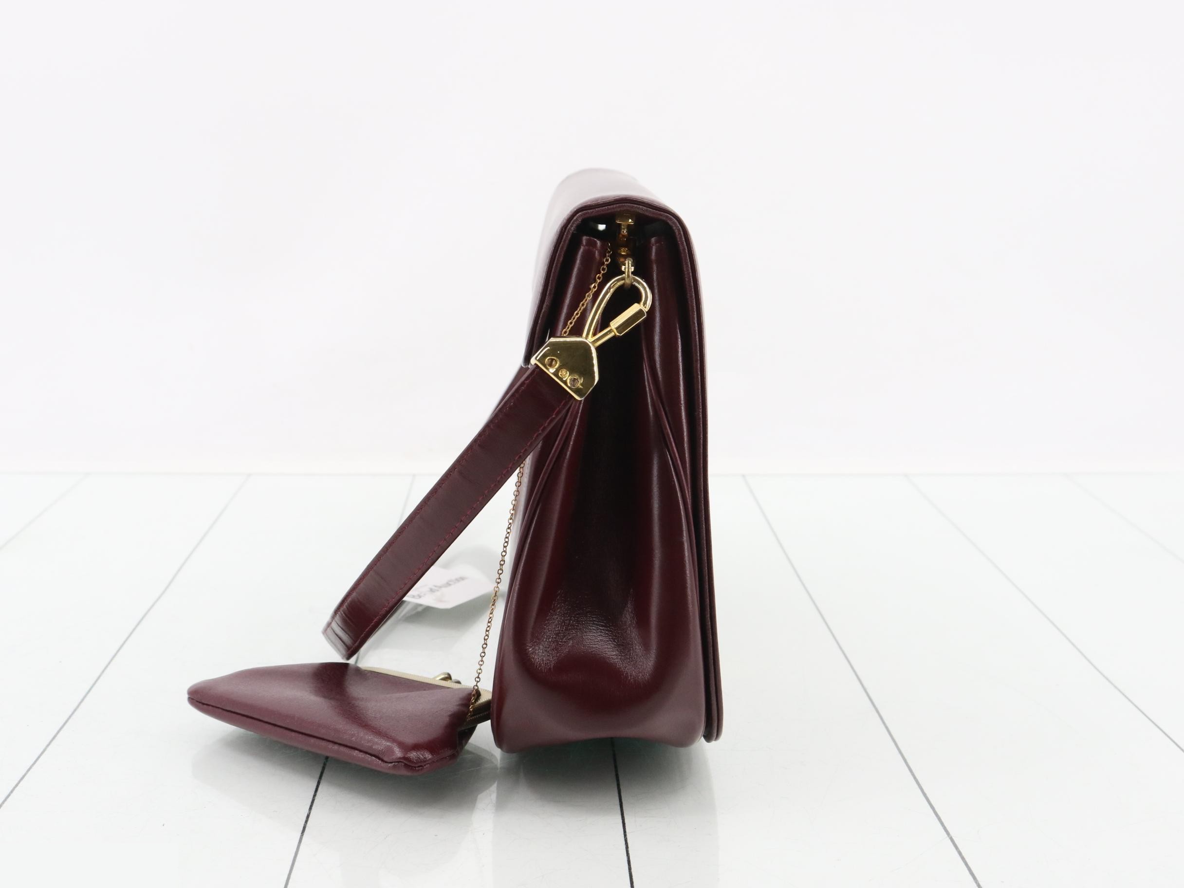 Leather shoulder bag, burgundy. — view 4