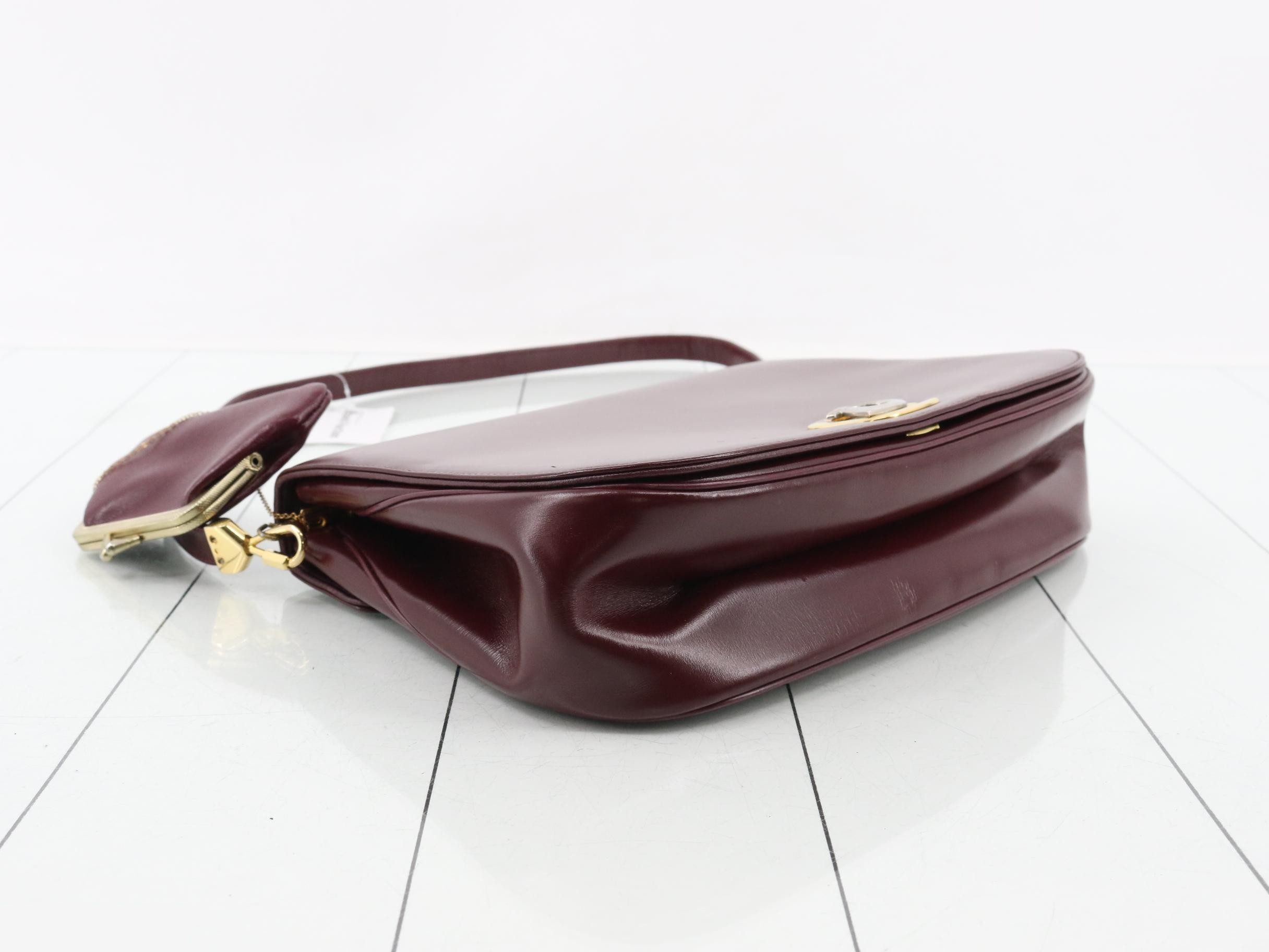 Leather shoulder bag, burgundy. — view 5