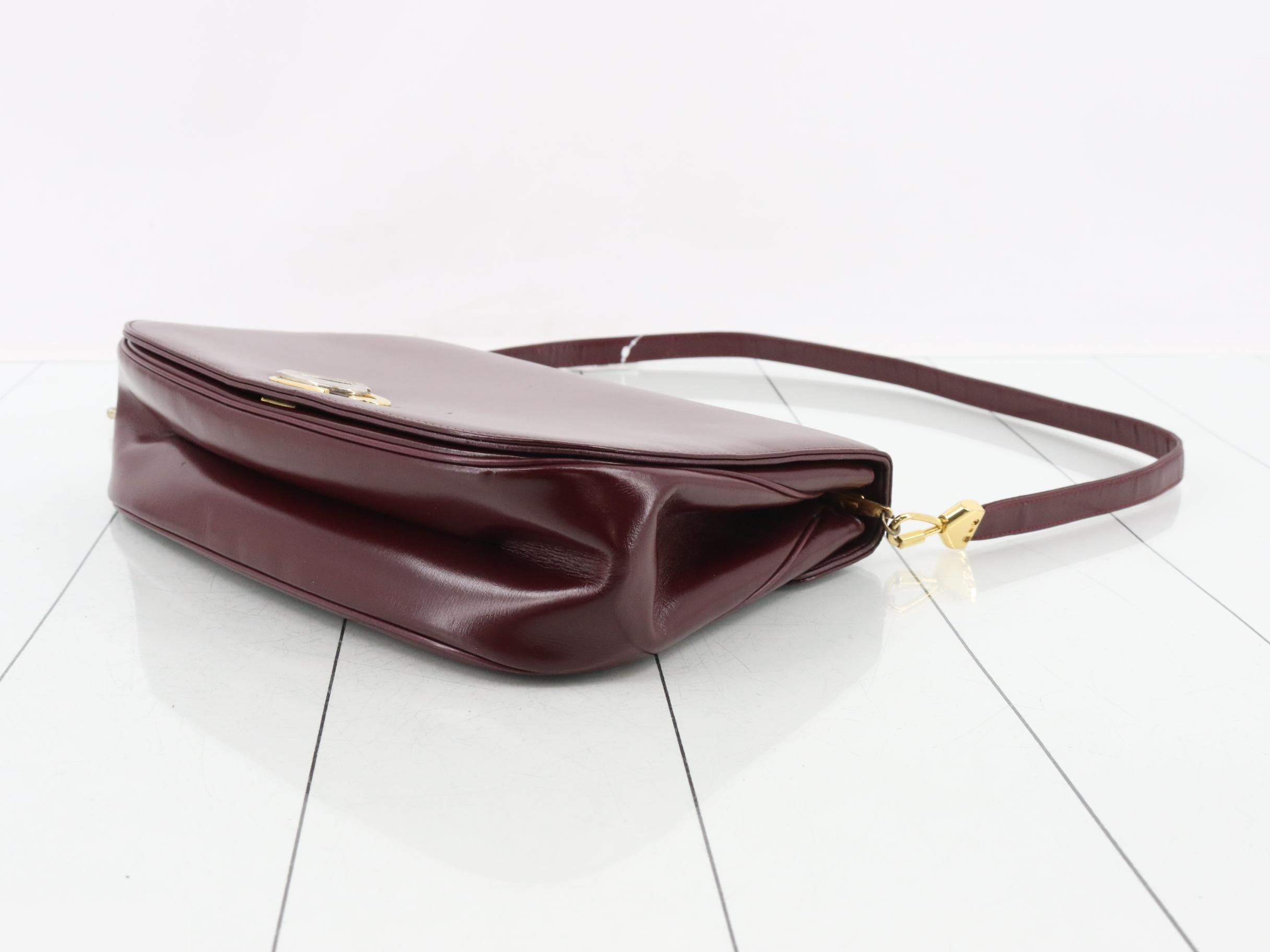 Leather shoulder bag, burgundy. — view 6