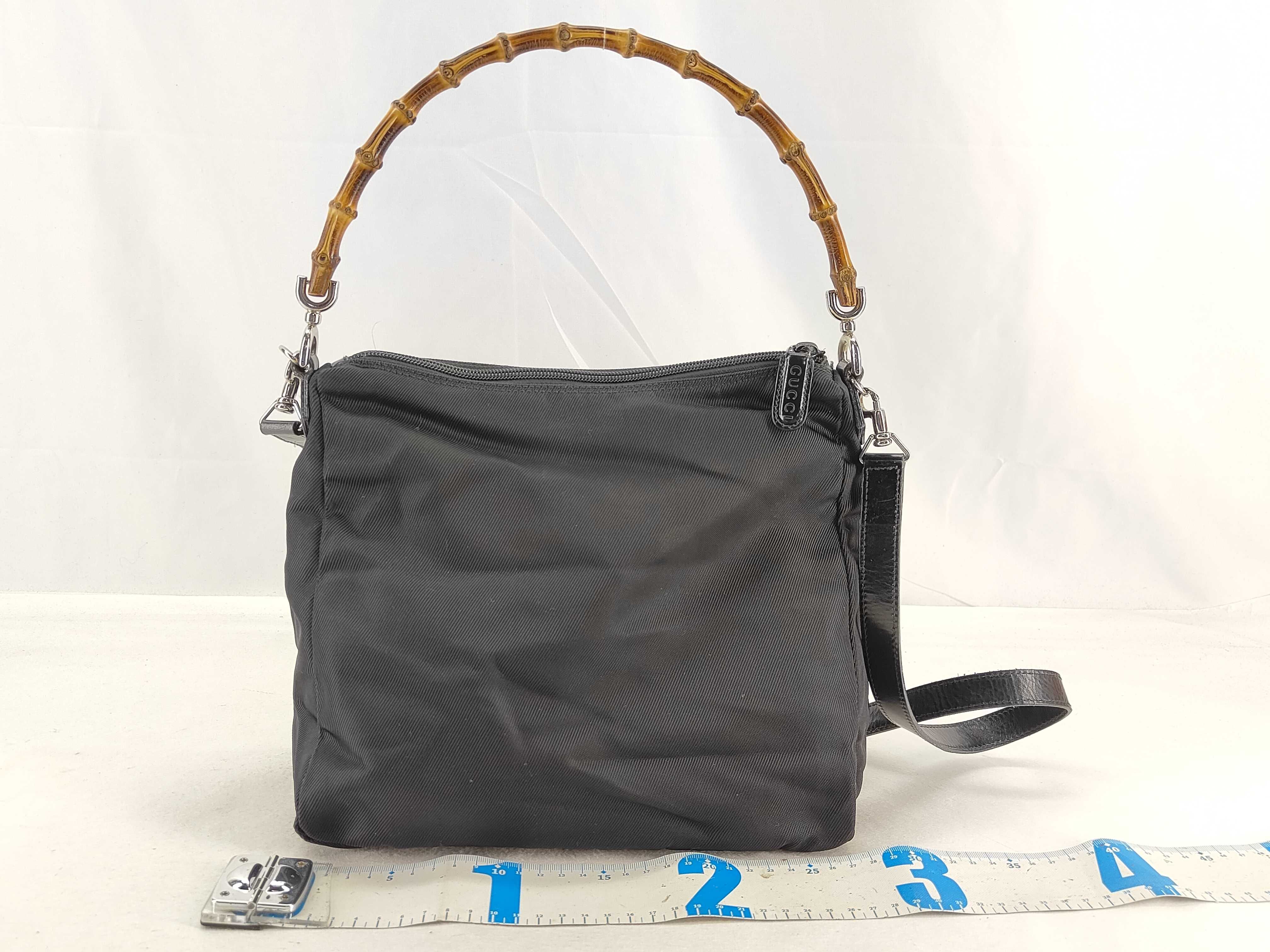 Bamboo Shoulder Bag, Nylon Leather, Black (000 2058 0509 5) — view 2