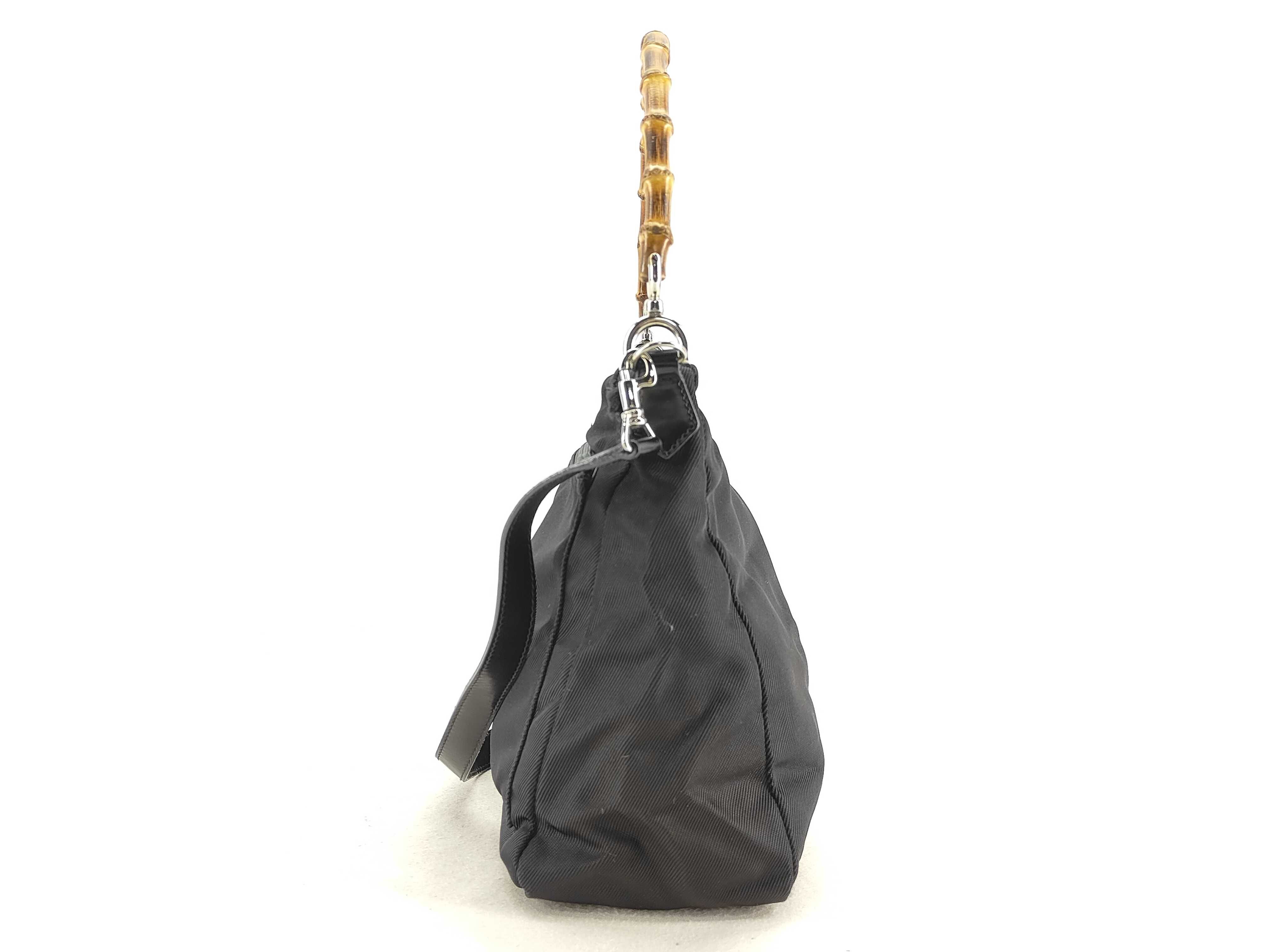Bamboo Shoulder Bag, Nylon Leather, Black (000 2058 0509 5) — view 3