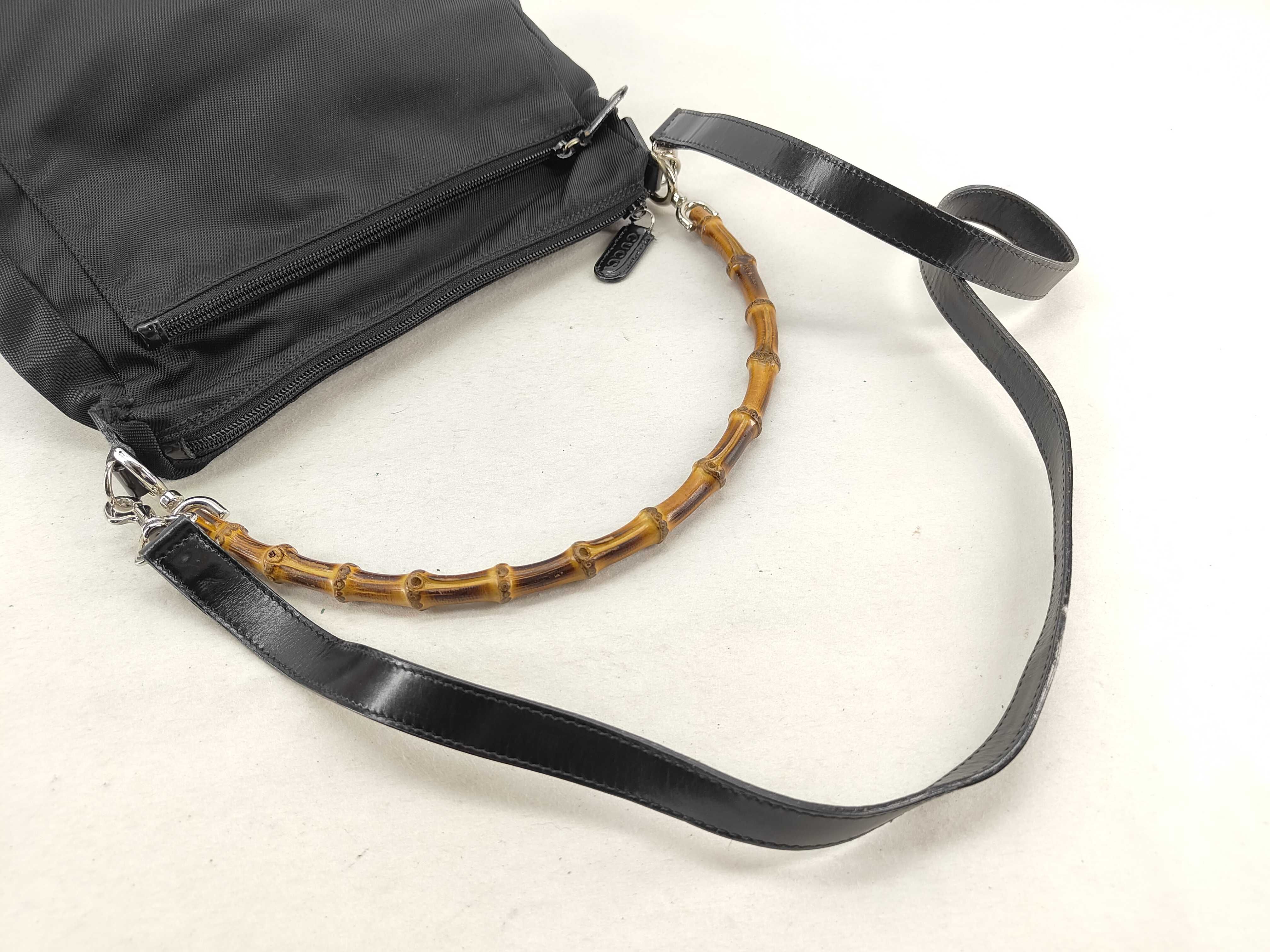 Bamboo Shoulder Bag, Nylon Leather, Black (000 2058 0509 5) — view 4