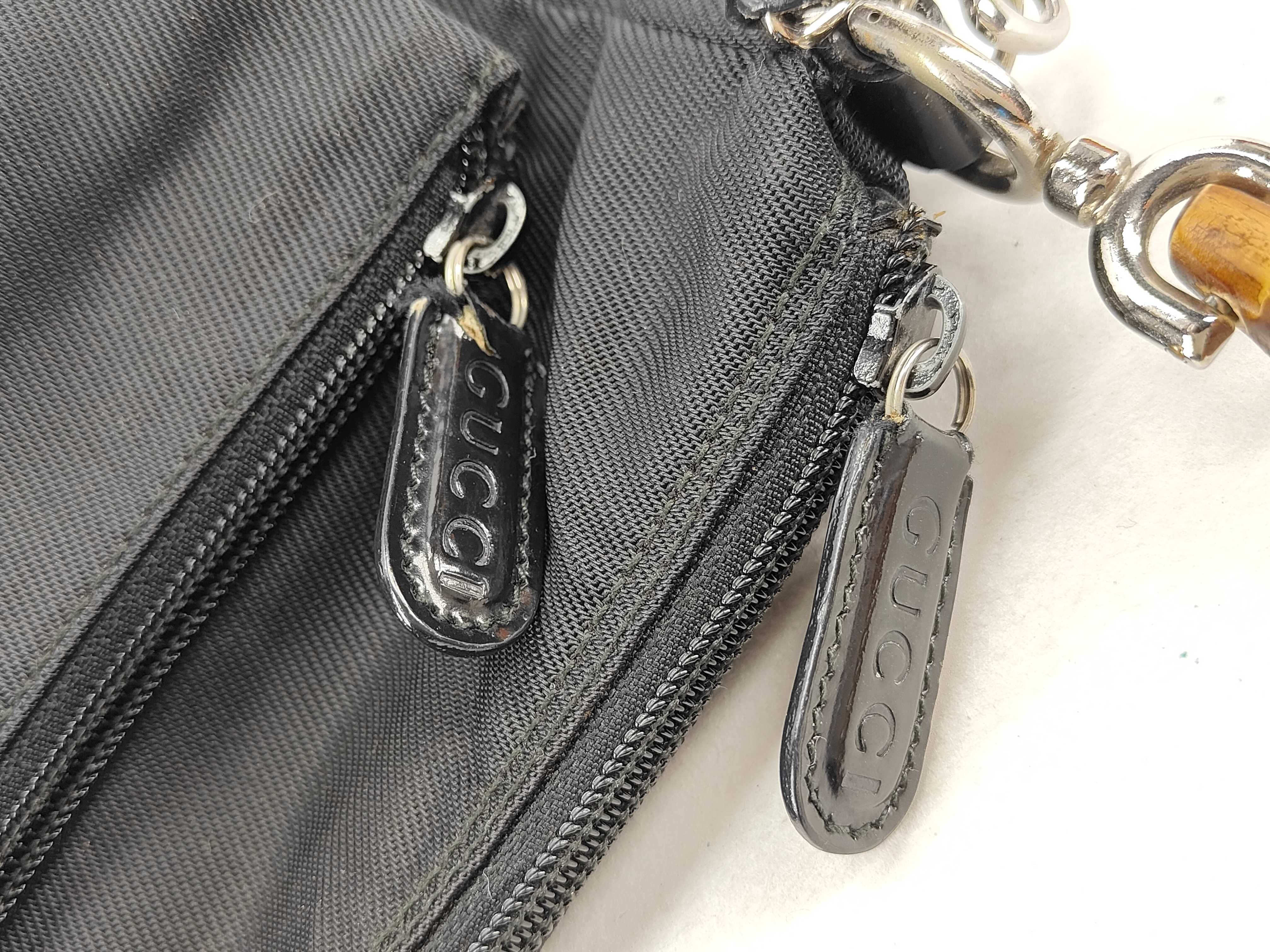Bamboo Shoulder Bag, Nylon Leather, Black (000 2058 0509 5) — view 8