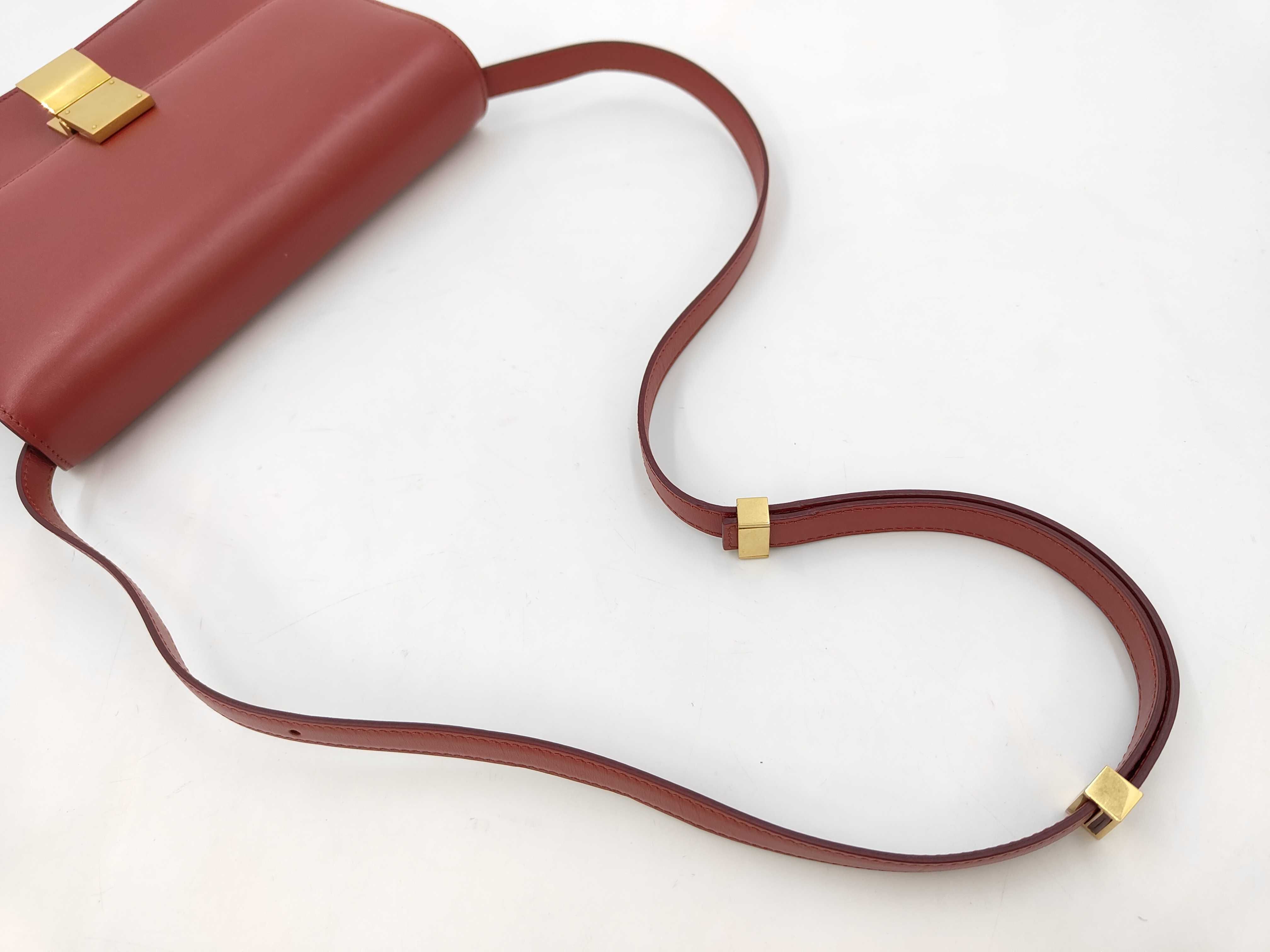 Classic Box Leather Shoulder Bag, Red — view 3
