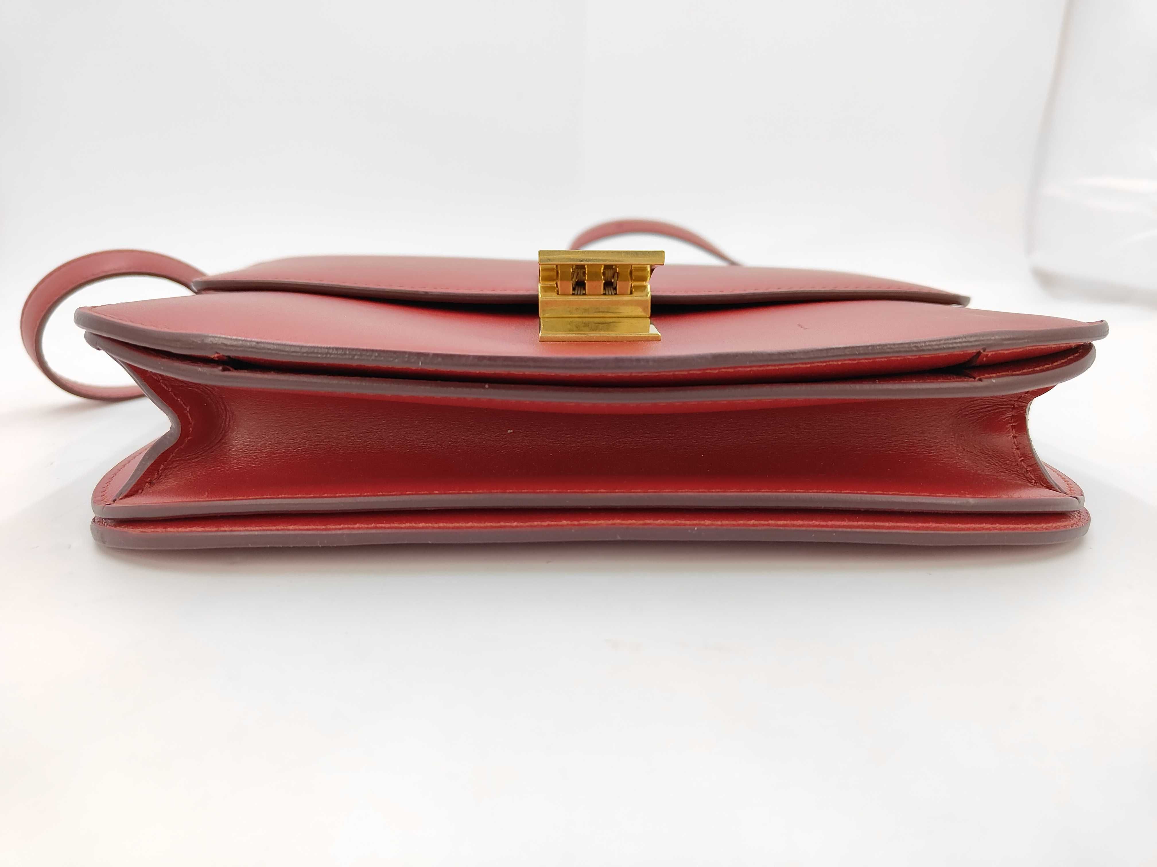 Classic Box Leather Shoulder Bag, Red — view 6