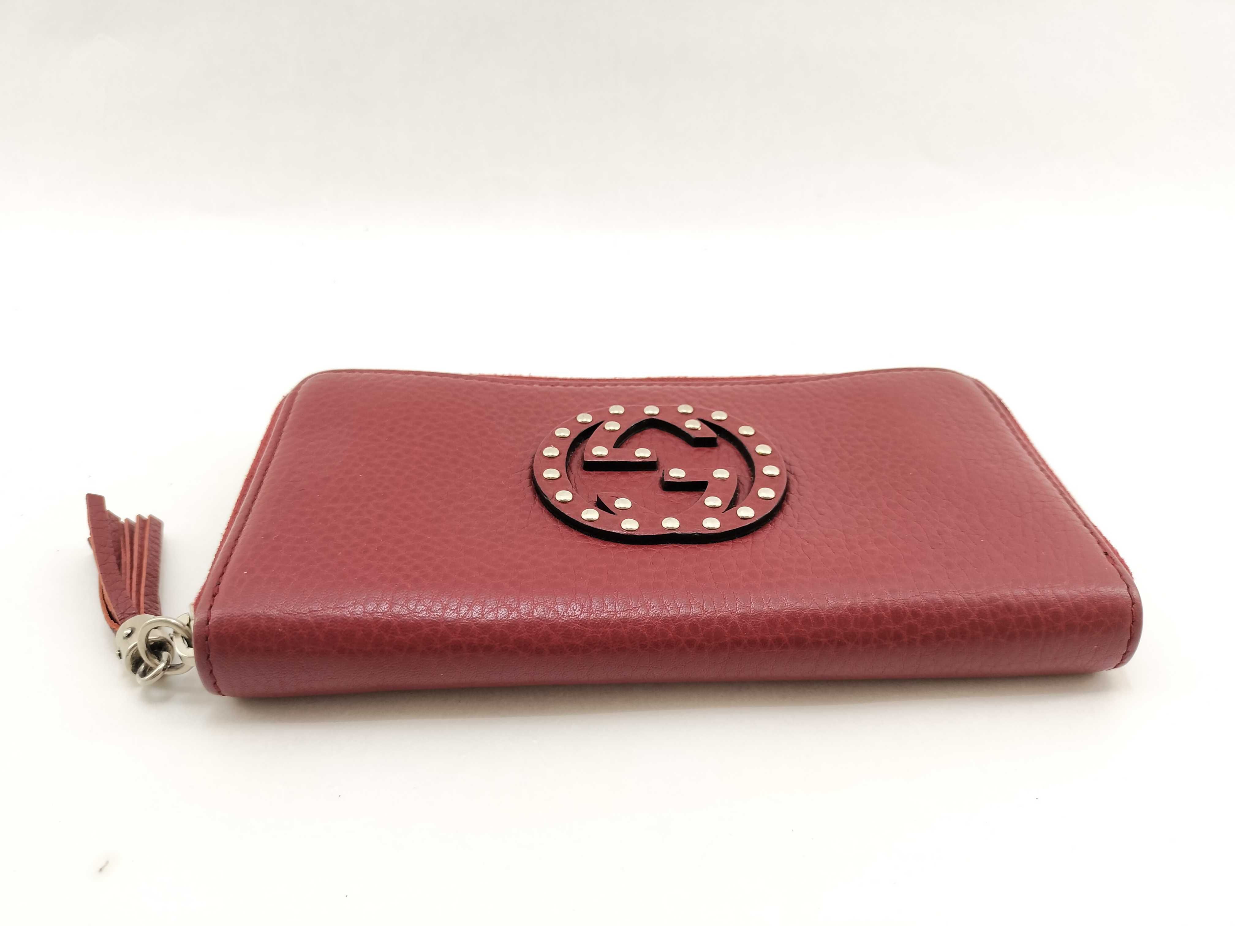 Soho Interlocking Stud Zip-Around Long Wallet Red 308004 Wallet — view 5