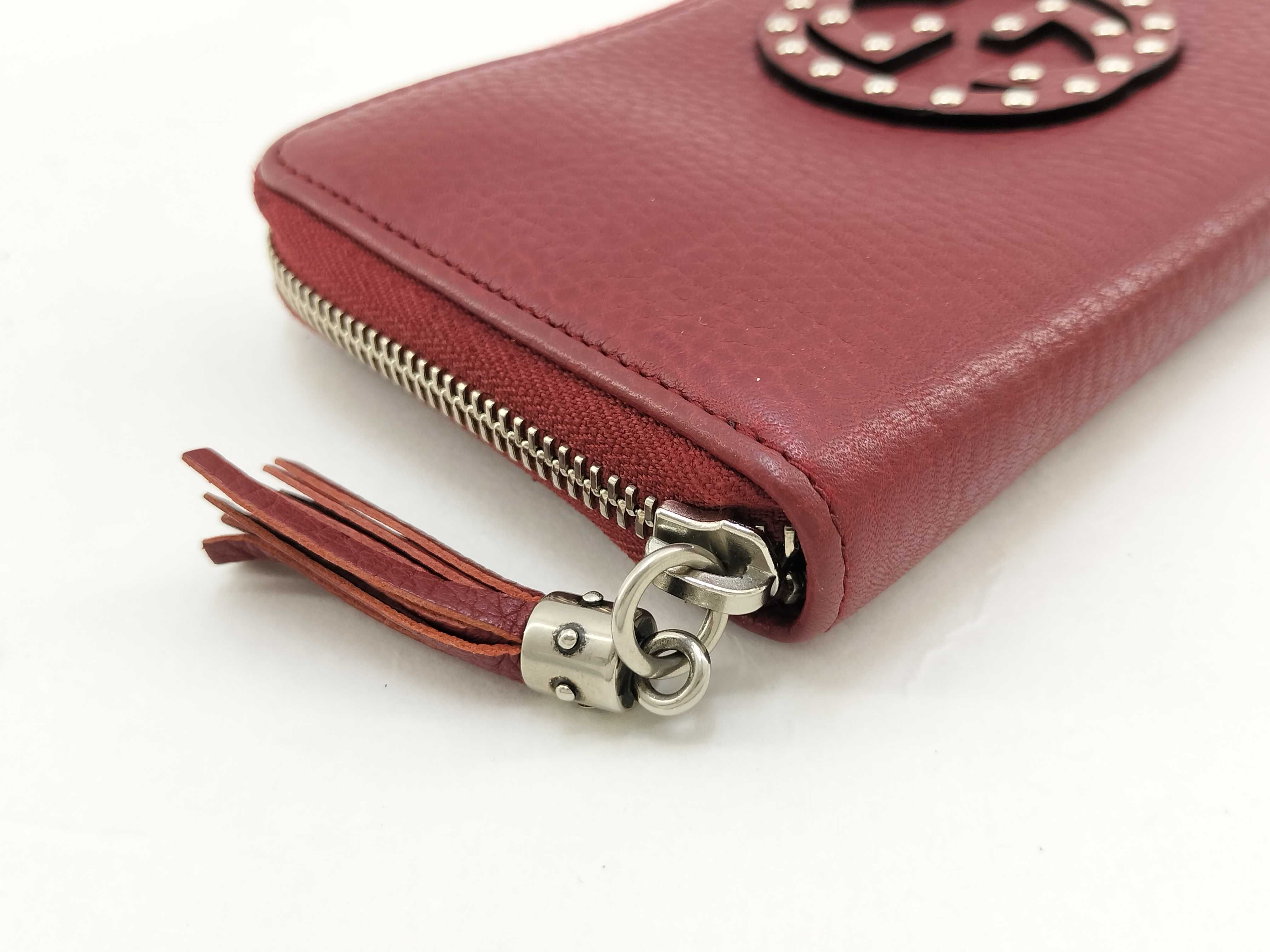 Soho Interlocking Stud Zip-Around Long Wallet Red 308004 Wallet — view 6
