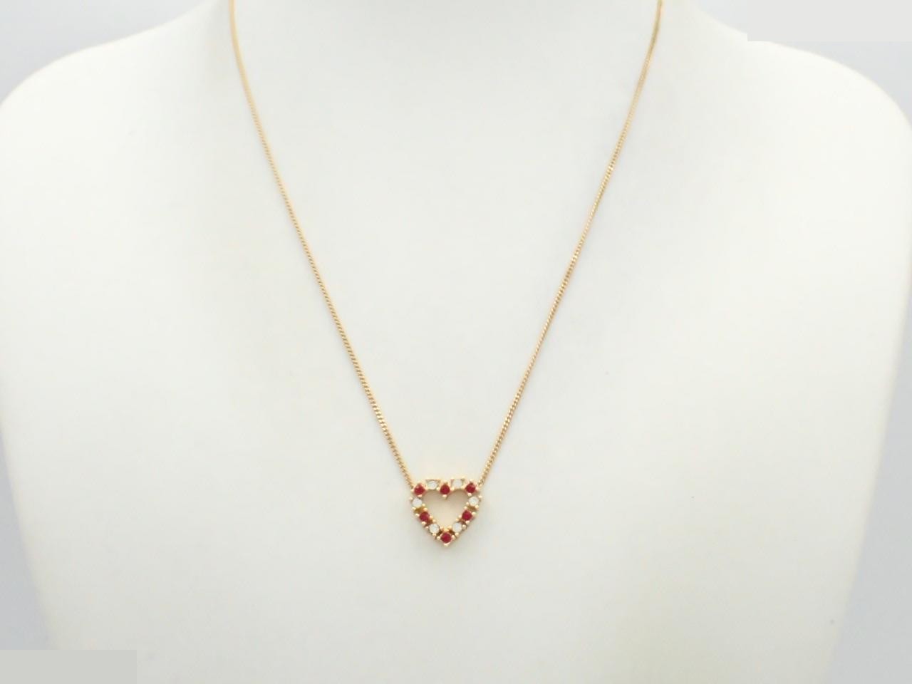 Heart Necklace with Rhinestones and Colored Stones, Gold Chain (approx. 40cm) — view 3