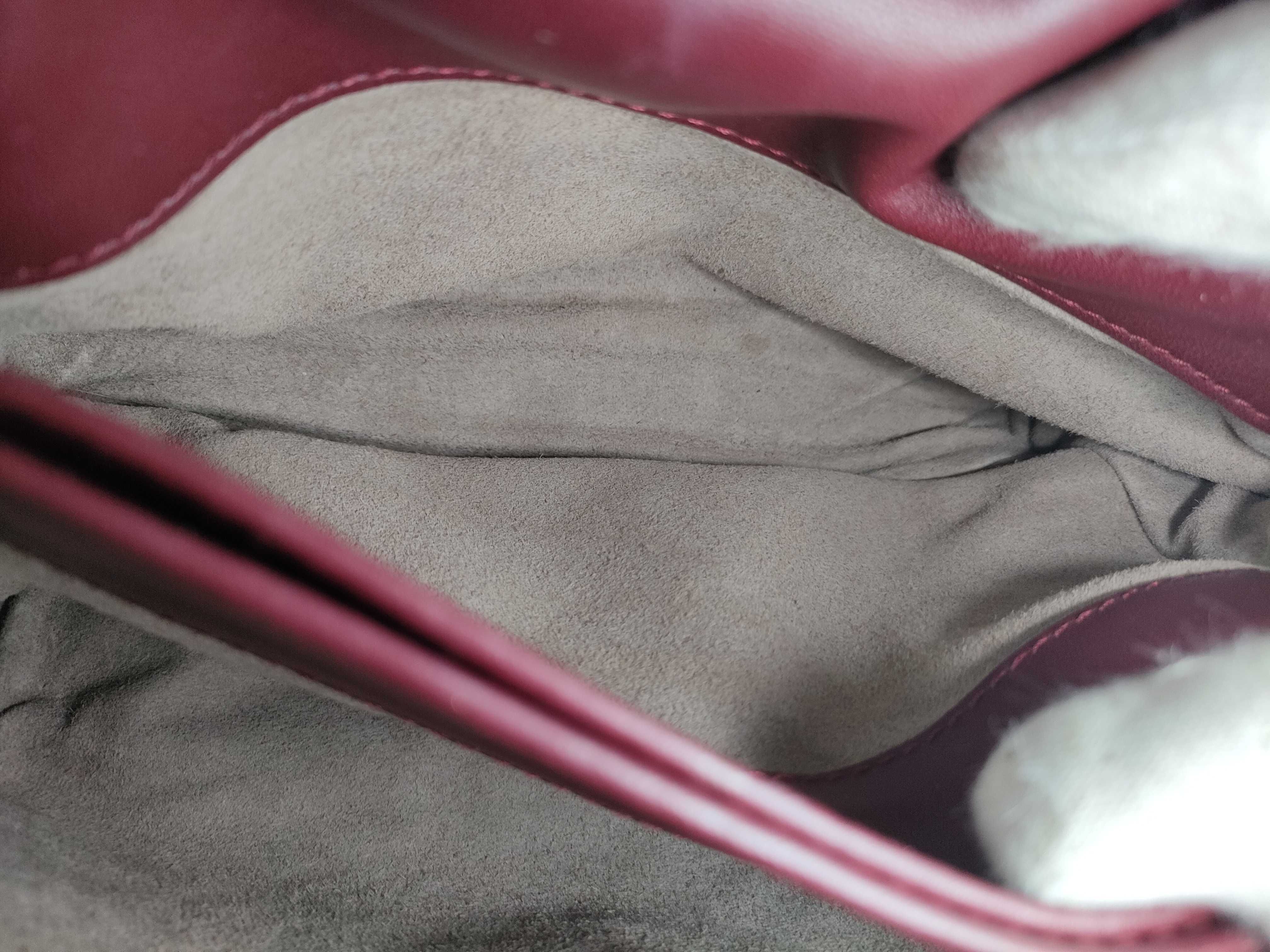 Intrecciato Olympia Leather Chain Shoulder Bag, Wine Red, with Mirror — view 12