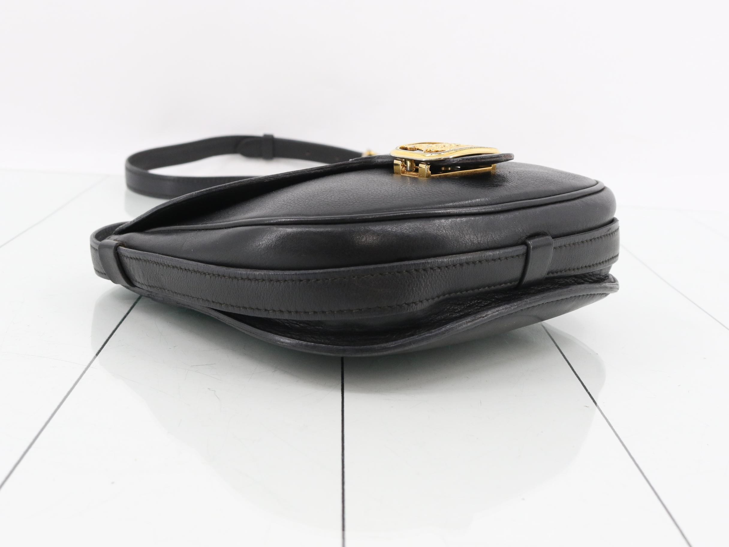 shoulder bag, carriage hardware, leather, black — view 5