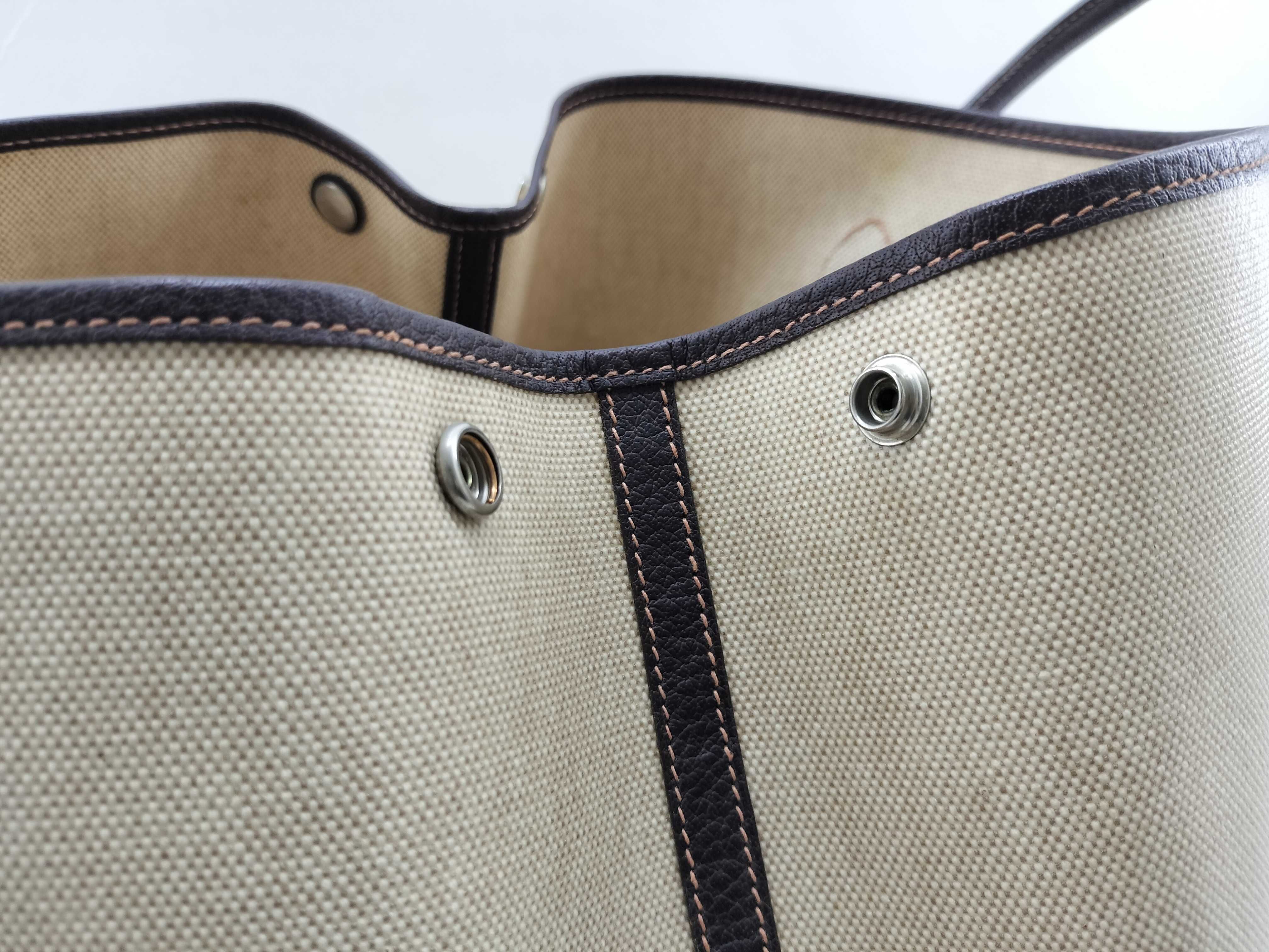 Garden Party PM Toile Leather Brown F Stamp Tote Bag — view 15